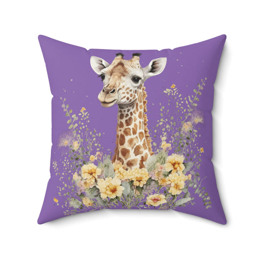Baby Giraffe Square Pillow, Purple Giraffe Accent Pillow, Baby Giraffe Throw Pillows, Cute Baby Giraffe Pillow, Baby Shower Gift for Boy or Girl