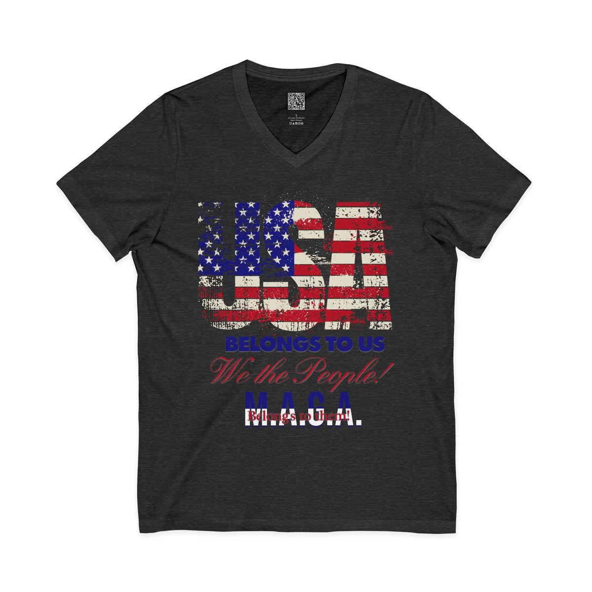 No Kings Protest V-Neck Tee – USA Belongs to We the People, Hands Off Shirt, Fight Oligarchy, Anti-MAGA Tee, S–2XL
