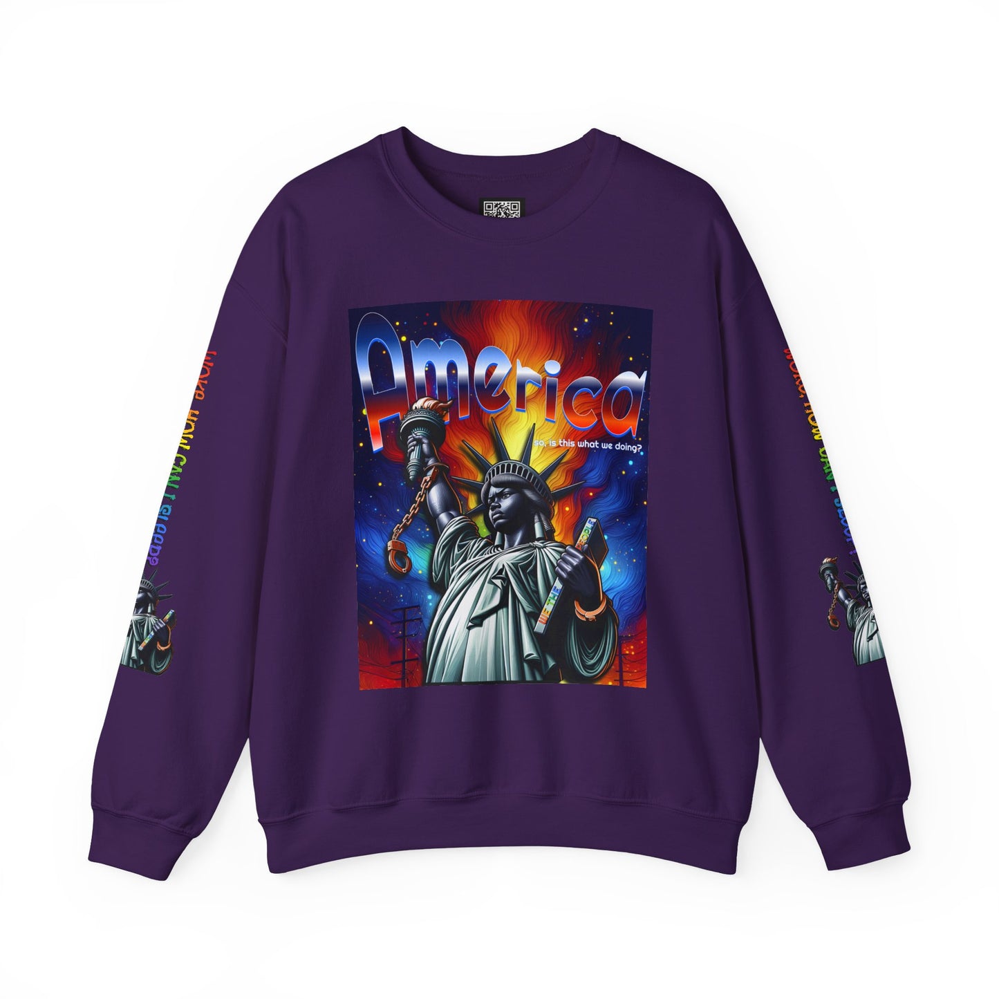 America Graphic Crewneck Sweatshirt - Juneteenth Unisex Heavy Blend™ - Casual Activist Fashion, No Kings Protest Shirt, Hands Off Protest Tee