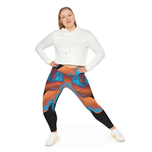 Plus Size Yoga Leggings - Vibrant Abstract Design for Comfort and Style, 2XL to 6XL Cute and Comfortable Leggings, Plus Size Fitness Pants