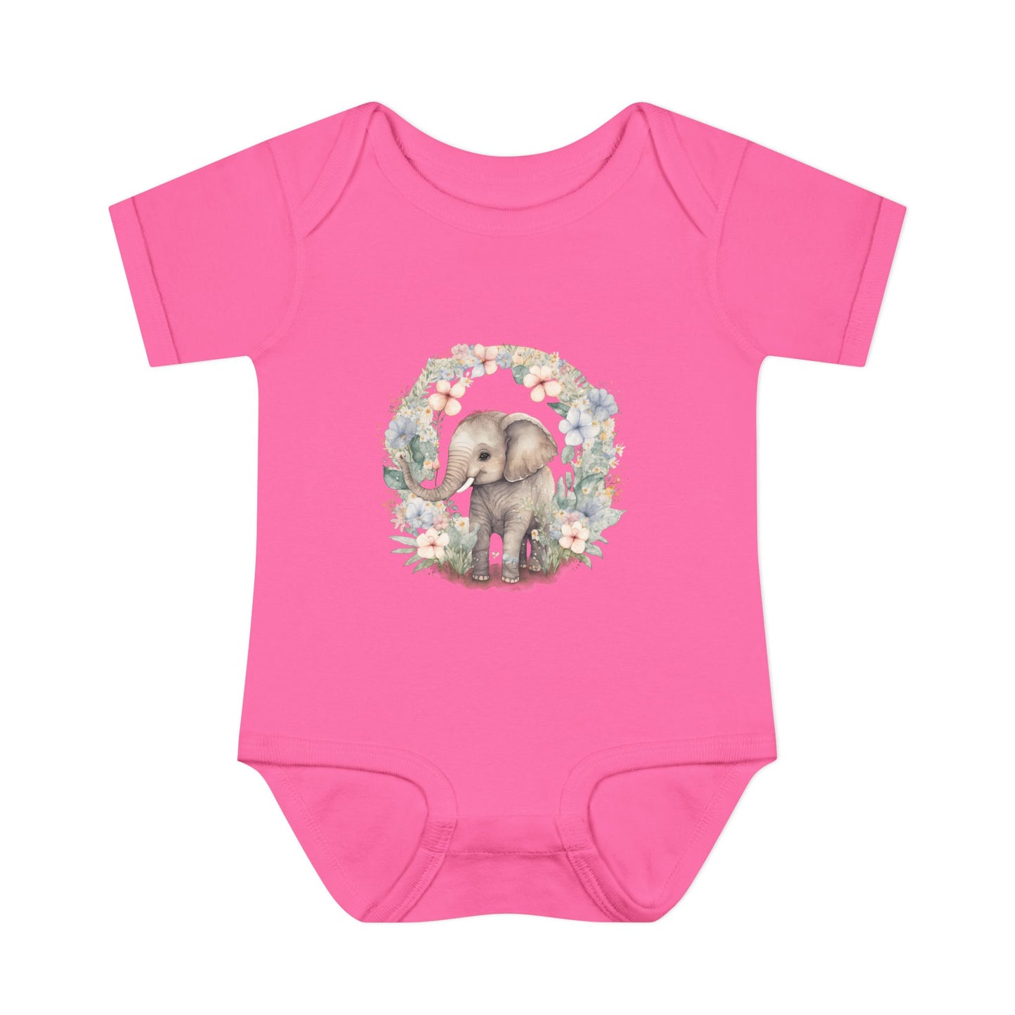 Elephant Baby Bodysuit, Cute Infant Outfit, Baby Shower Gift, Gender Neutral, Woodland Theme, Floral Design, Newborn Clothing