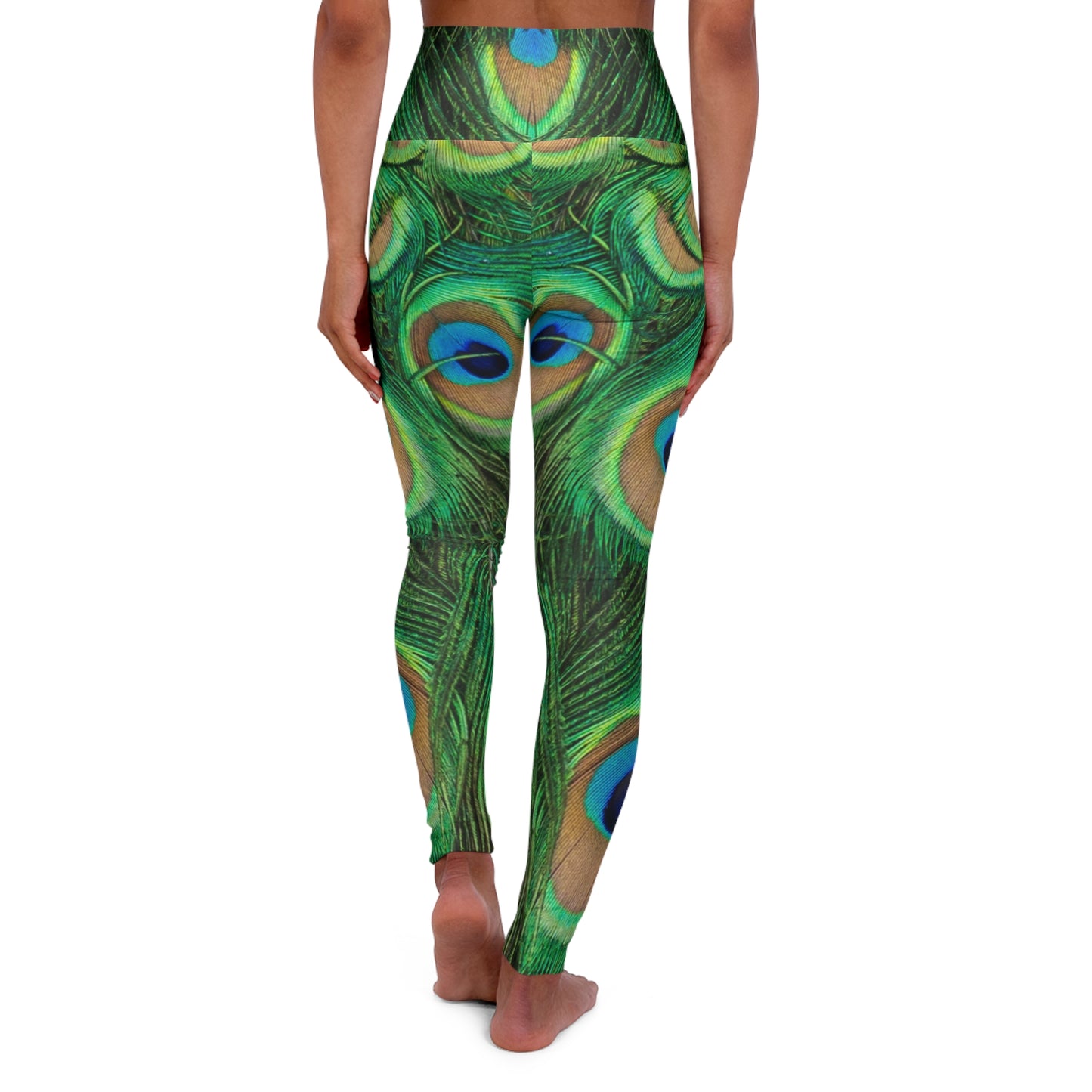 Peacock Print High Waisted Yoga Leggings, Stylish Activewear for Fitness & Leisure, Cute Women's Activewear, Peacock Lovers Merch,