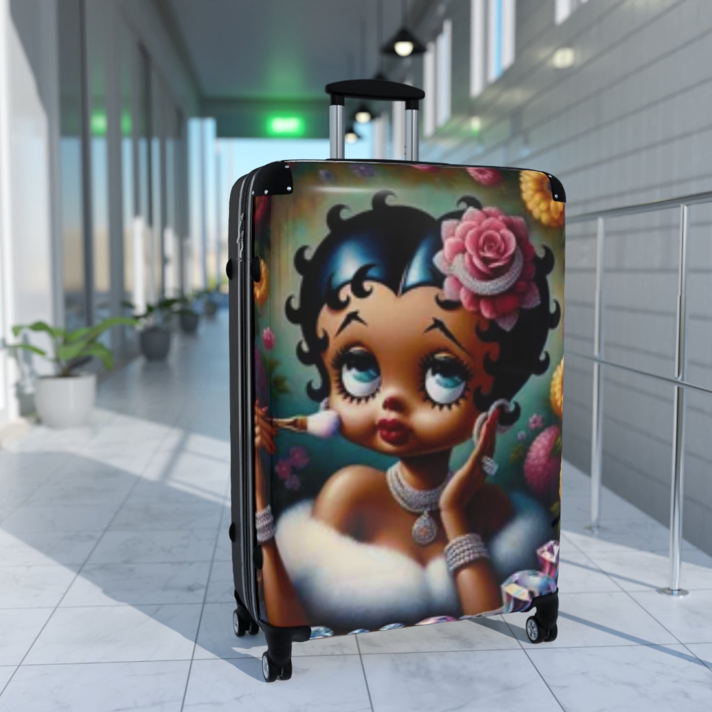 Vintage Style Suitcase with Betty Boop Design, Travel Luggage, Retro Carry-On, Gift for a Stylish Traveler, Unique Jetsetter Suitcase