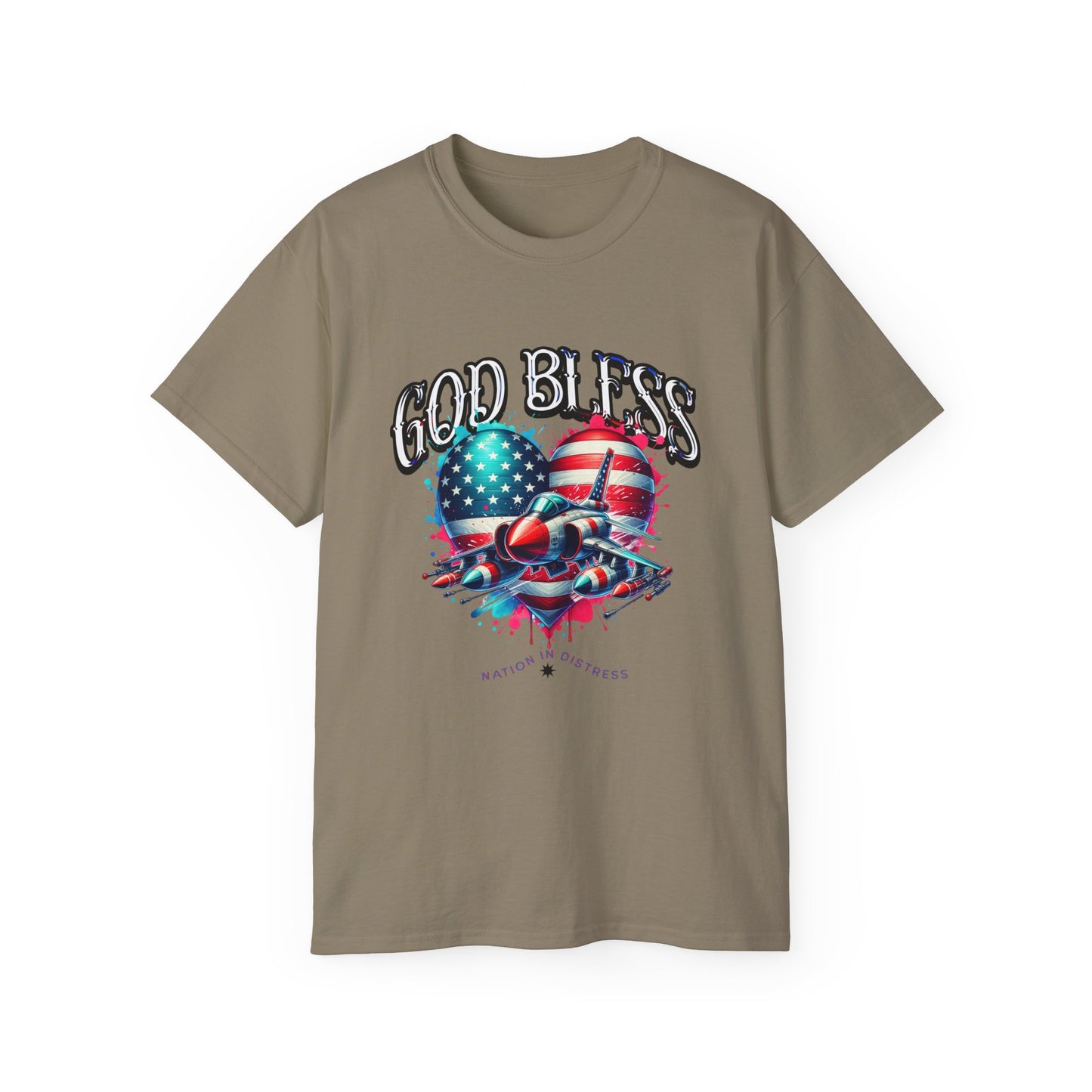 God Bless America Unisex Ultra Cotton T-Shirts, Nation in Distress Shirt, Fight for Democracy T-Shirt, God Bless the USA Tees
