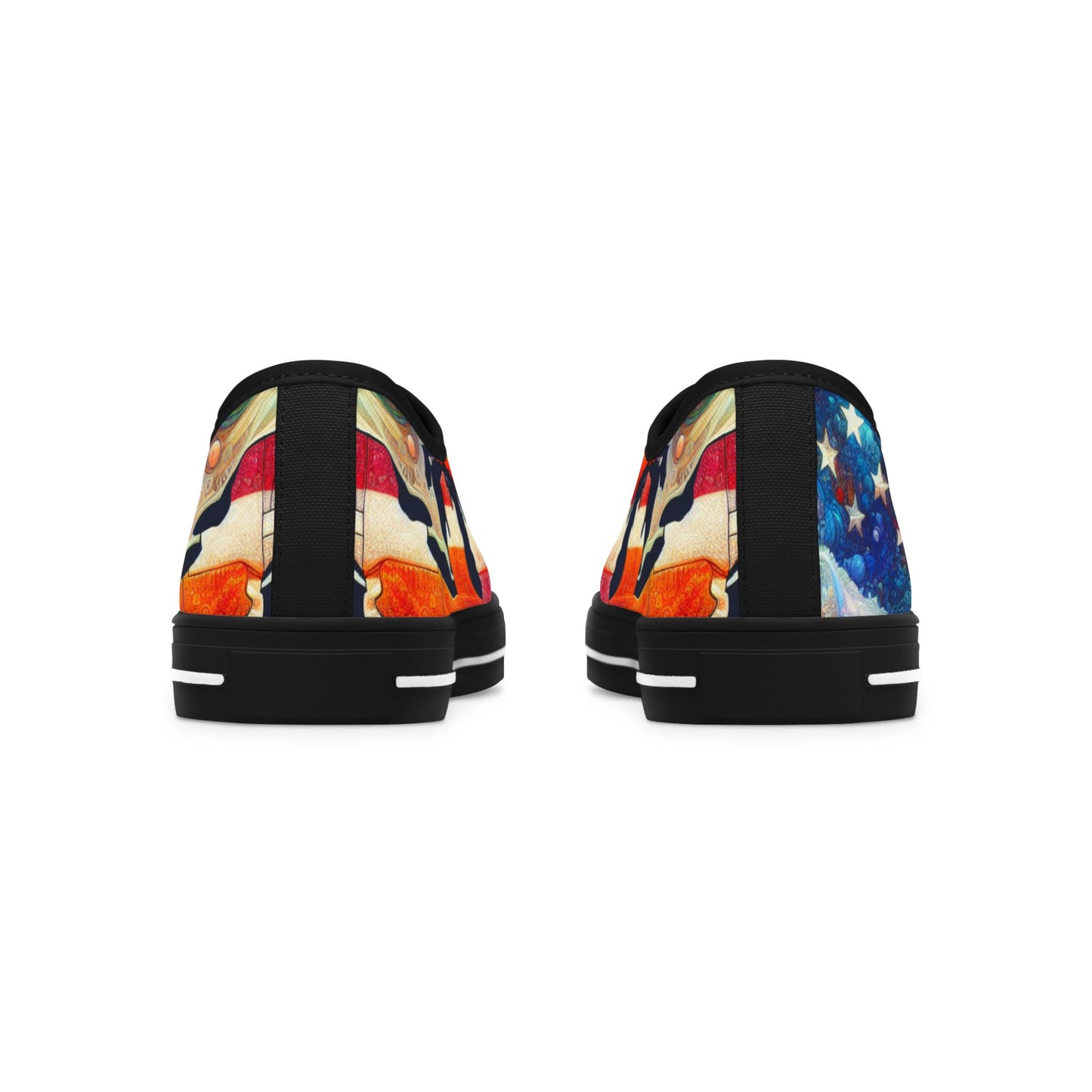 Patriotic Women's Low Top Sneakers, Casual Shoes, American Flag Sneakers, Summer Footwear, Ideal for July 4th, Comfortable Everyday Sneakers