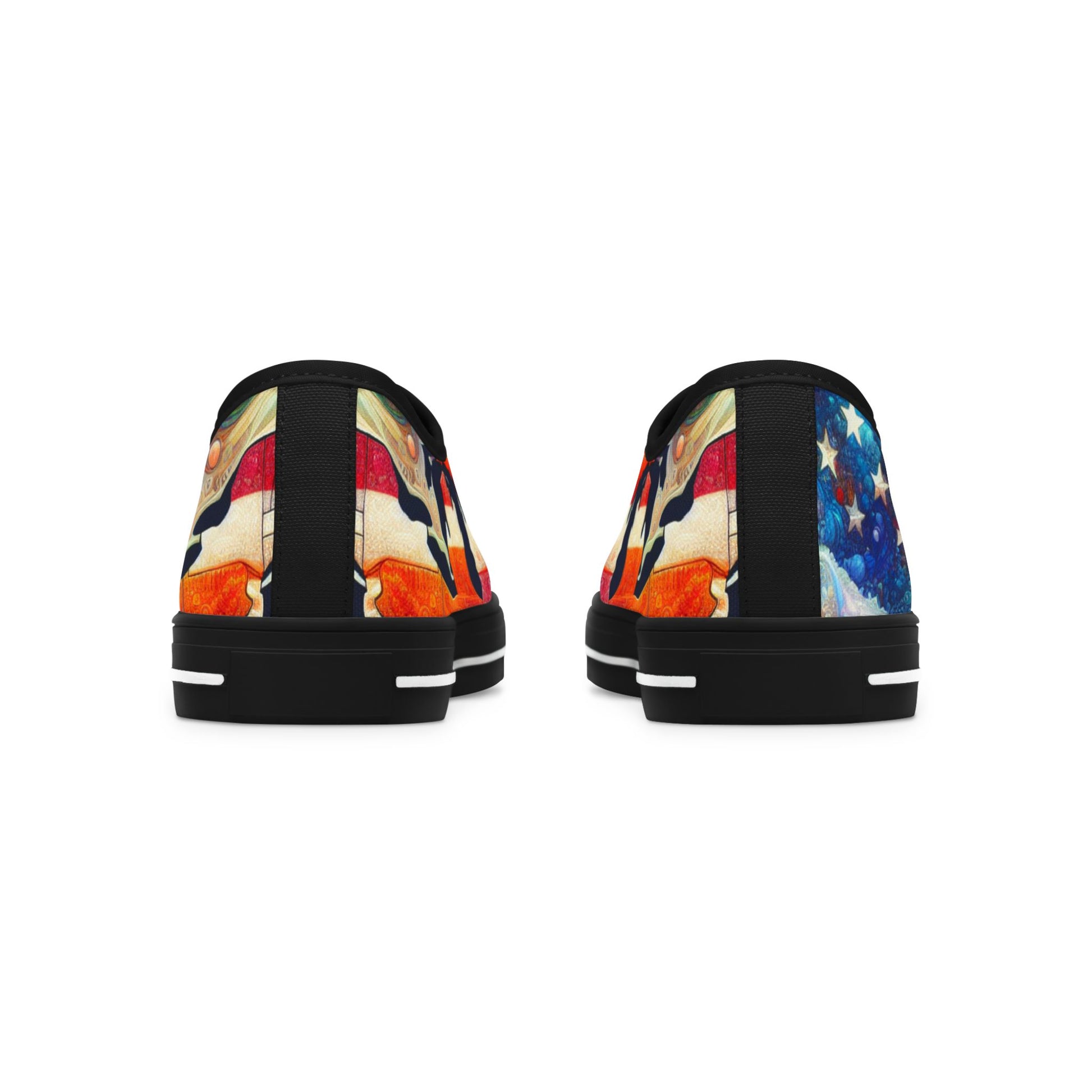 Patriotic Women's Low Top Sneakers, Casual Shoes, American Flag Sneakers, Summer Footwear, Ideal for July 4th, Comfortable Everyday Sneakers