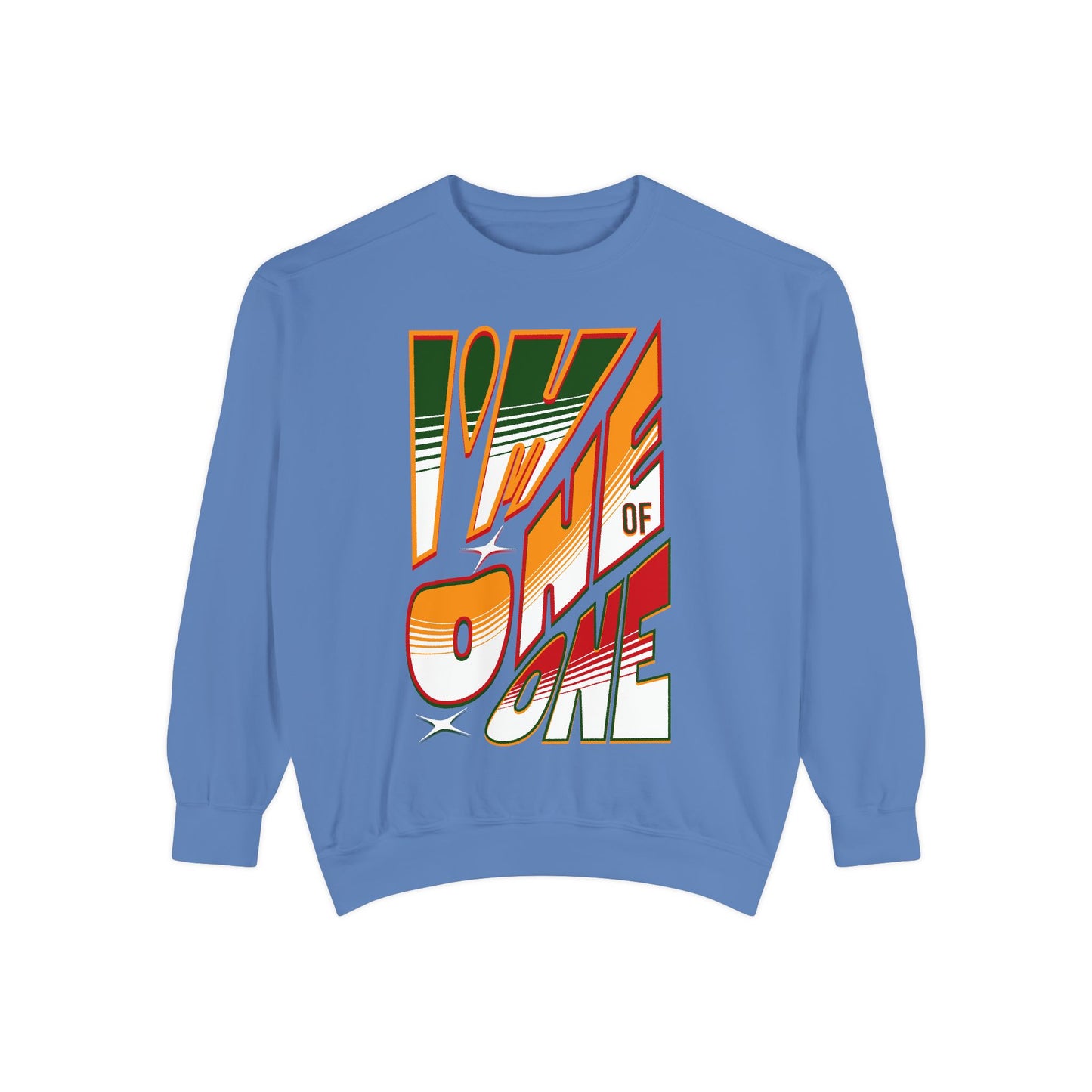 Vibrant One of One Sweatshirt, Juneteenth Garment-Dyed Sweatshirt, Red, Yellow, Green Sweatshirt, Trendy Afrocentric Color Shirt