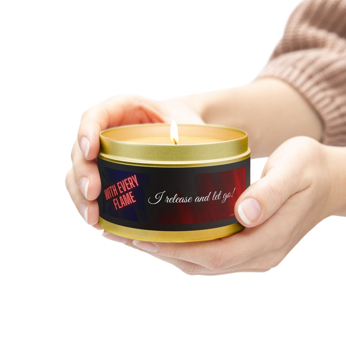 Lynette Cavalier's Tin Candles, Captivating aromas: Evergreen, Fresh Coffee, Mango Coconut, Spa Retreat, Vanilla Bean, Tin Colors: Gold, Silver, Black