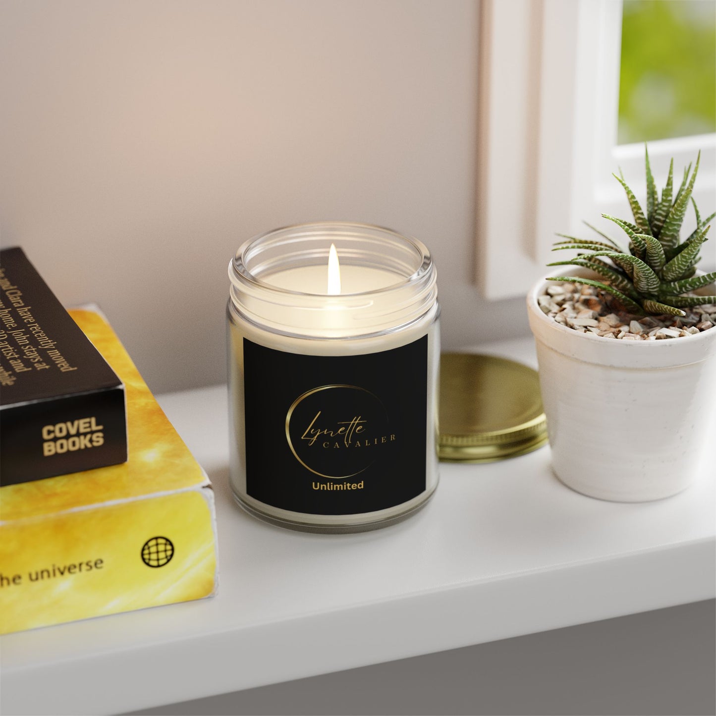 Lynette Cavalier's Scented Candles, Coconut Apricot Wax (4oz, 9oz), 20 Hours of Burn Time, Hand Poured Coconut Apricot Wax