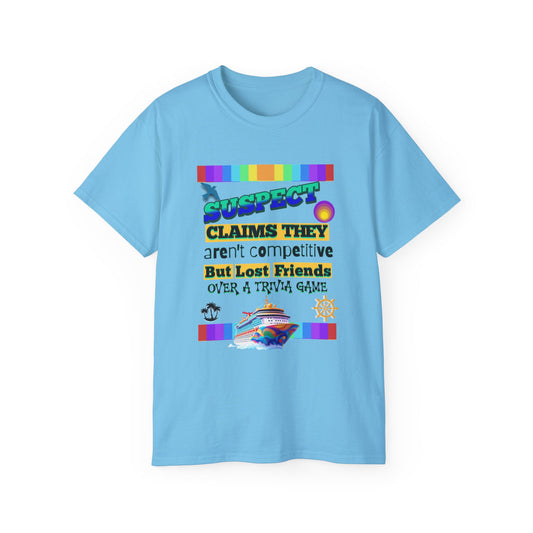 Competitive Spirit Cruise Crew Unisex Tee - Fun Trivia Game Shirt, Gift for Friends, Casual Wear, Family Game Night, Unique Graphic Tee