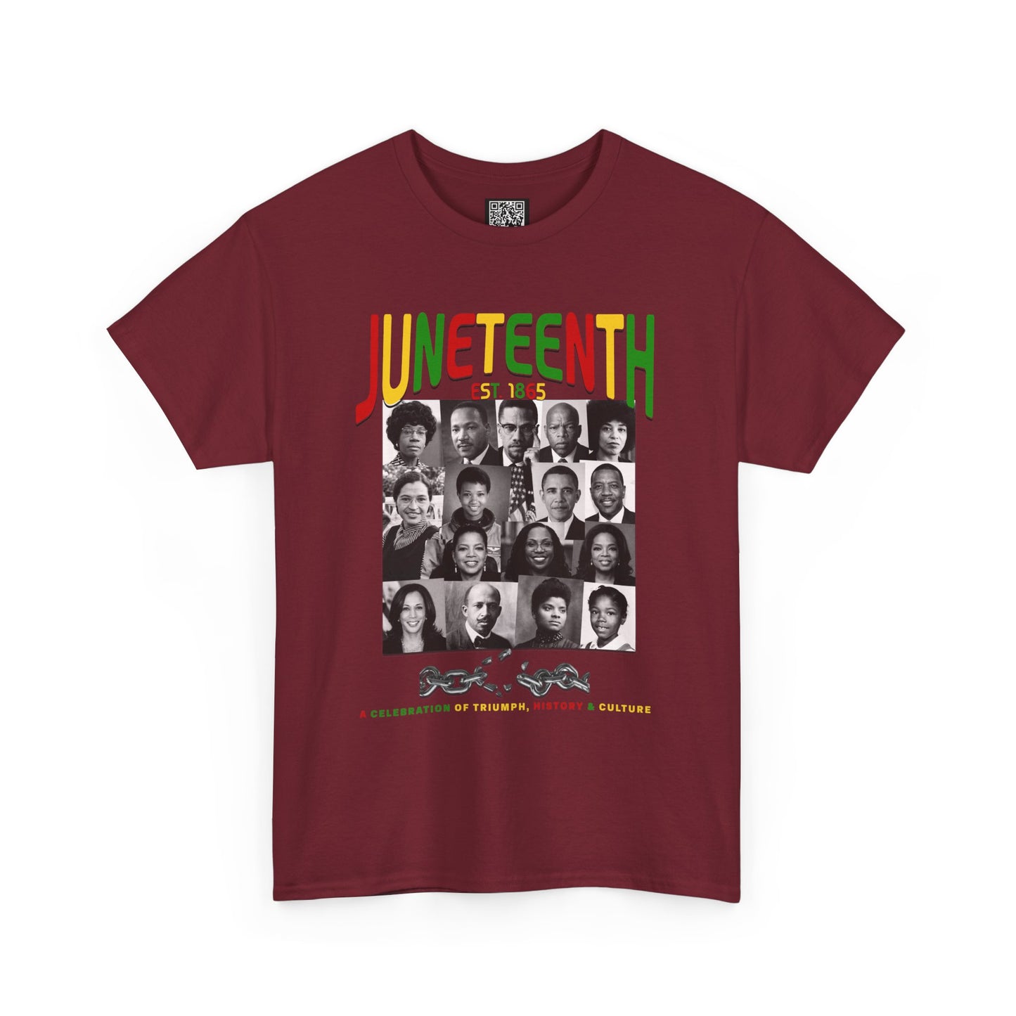 Juneteenth Celebration T-Shirt – "Let Freedom Ring" Colorful Chain Design (Est. 1865)