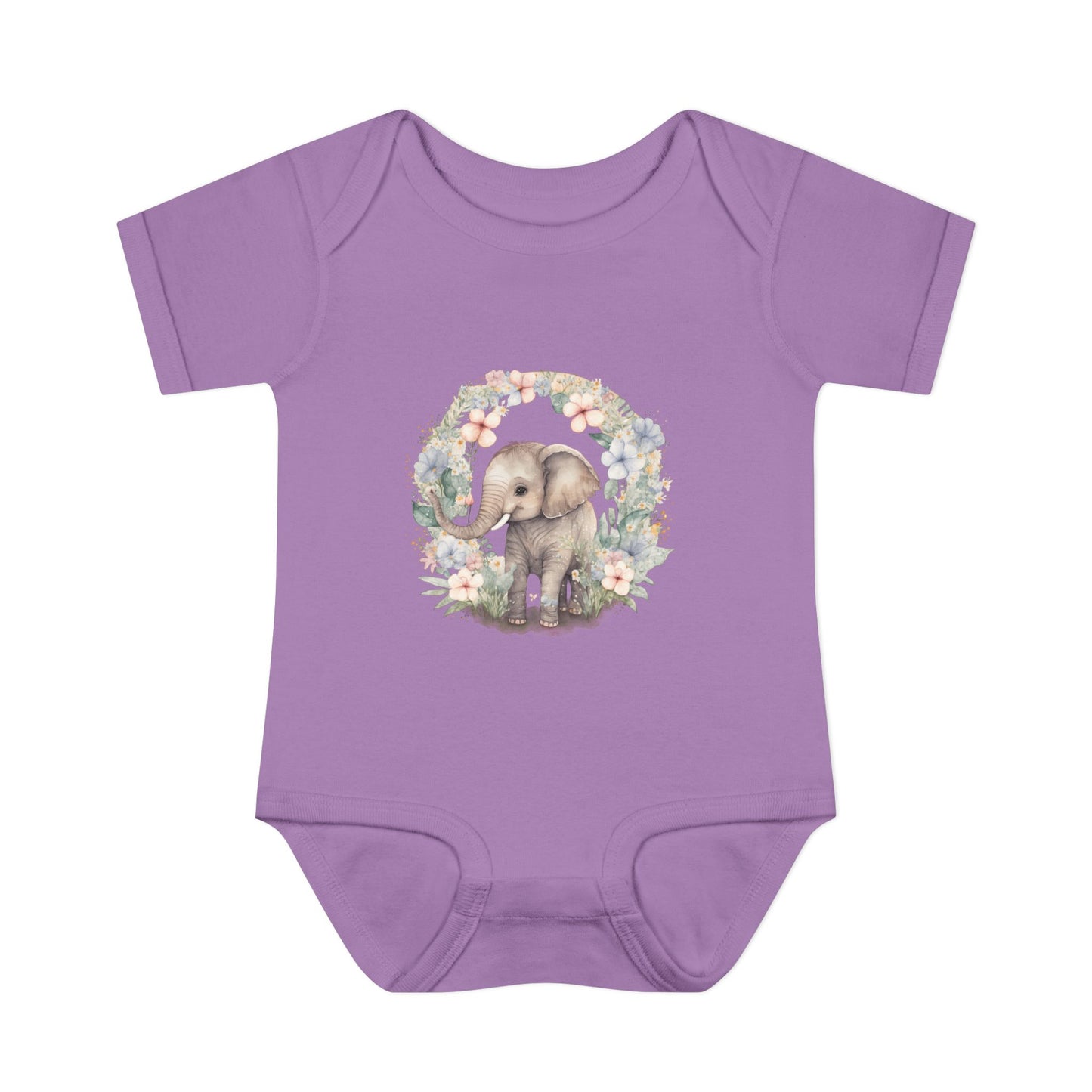 Elephant Baby Bodysuit, Cute Infant Outfit, Baby Shower Gift, Gender Neutral, Woodland Theme, Floral Design, Newborn Clothing