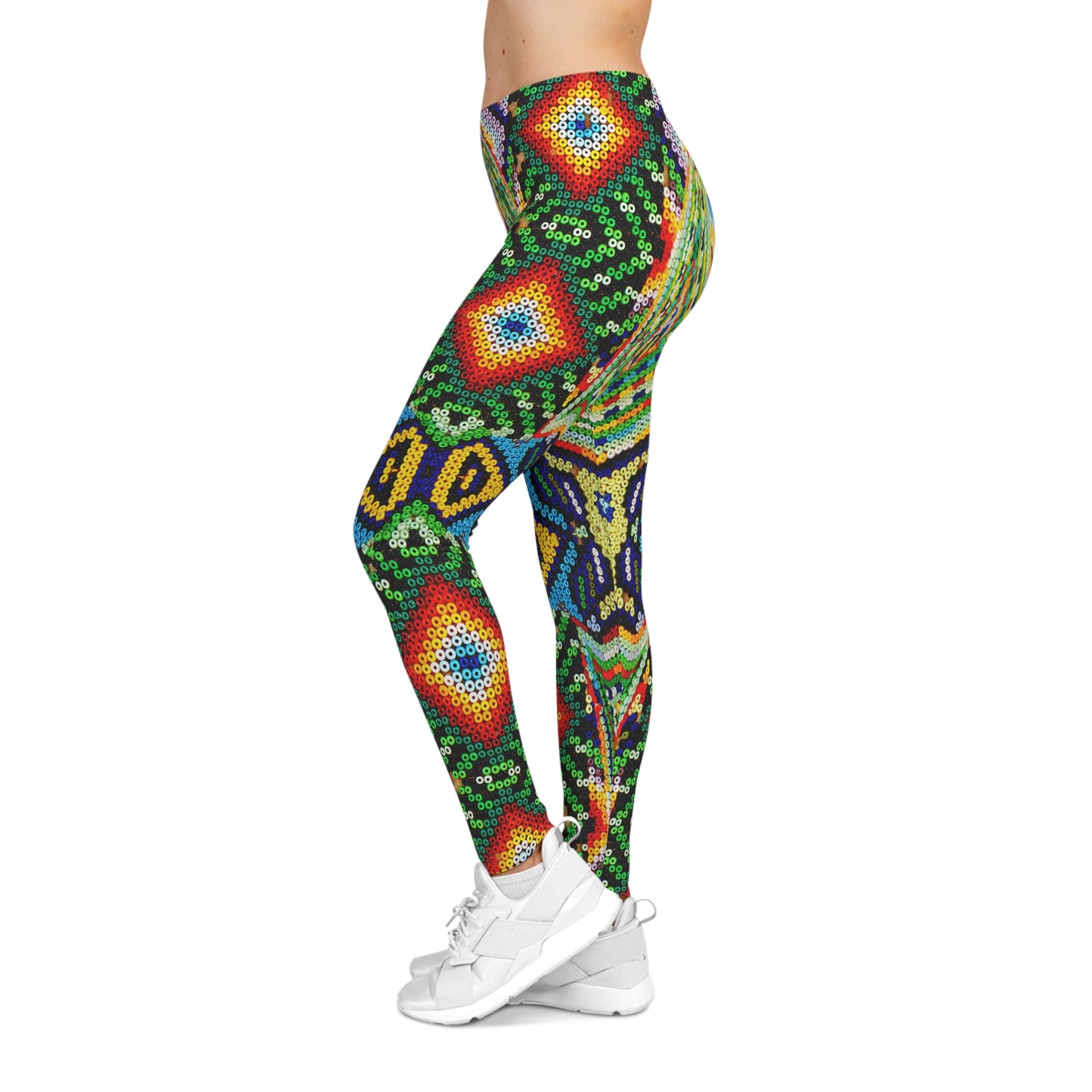 Vibrant Aztec Kaleidoscope Leggings - Bohemian Print Unique Leggings