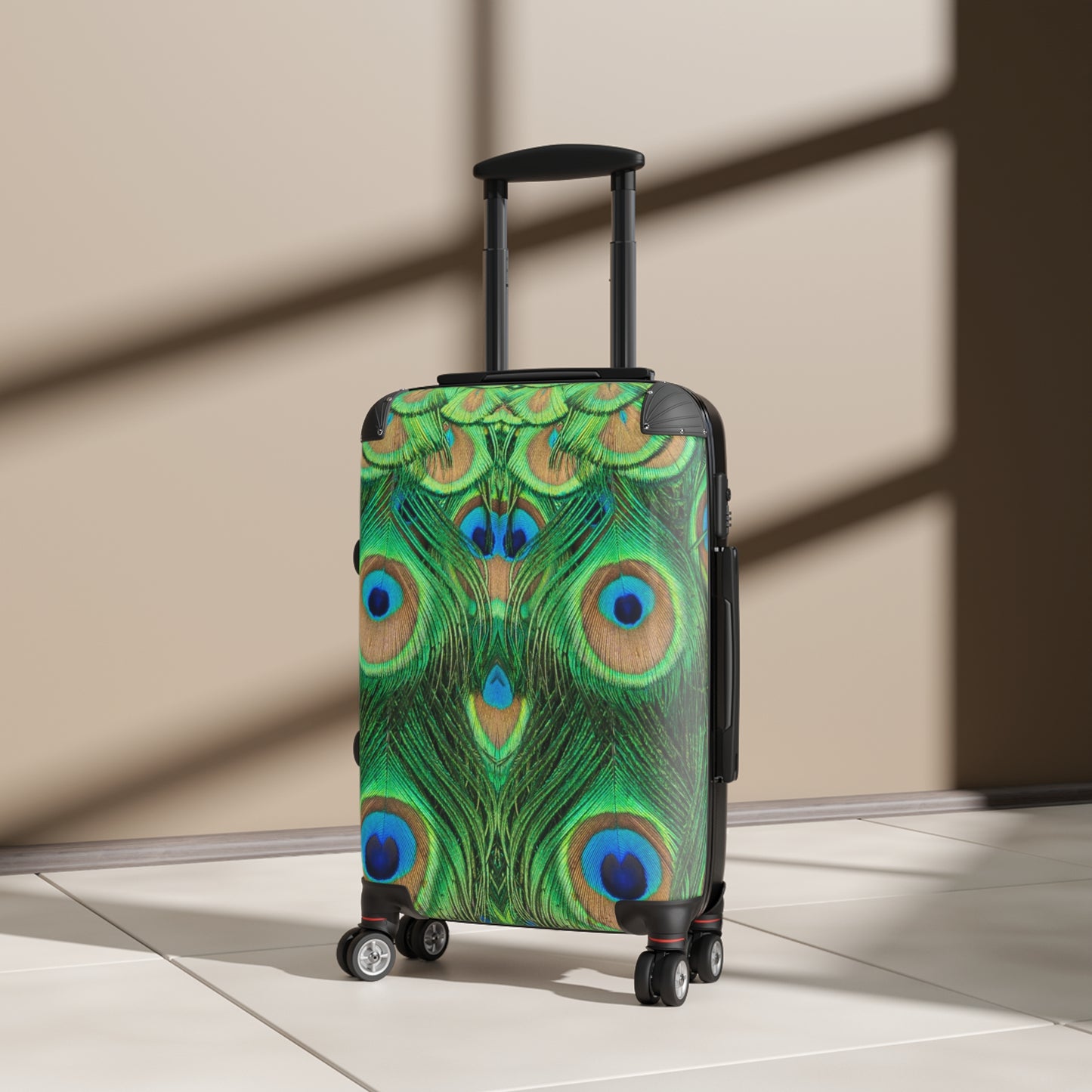 Peacock Print Travel Suitcase | Vibrant Luggage for Adventure | Stylish Carry-On for Vacations, Trips, Getaways, and Travel