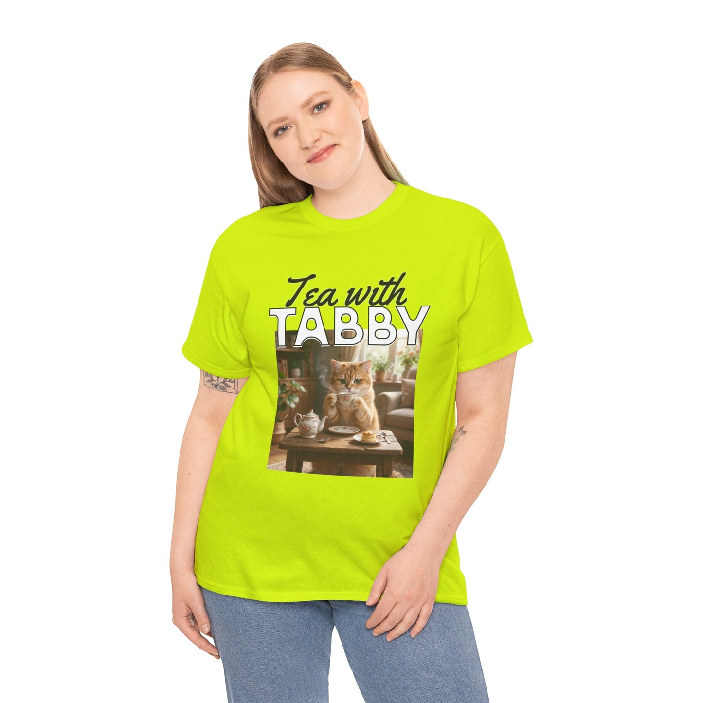 Personalized Tea with Tabby T-Shirt — Custom Cozy Cat Graphic Tee