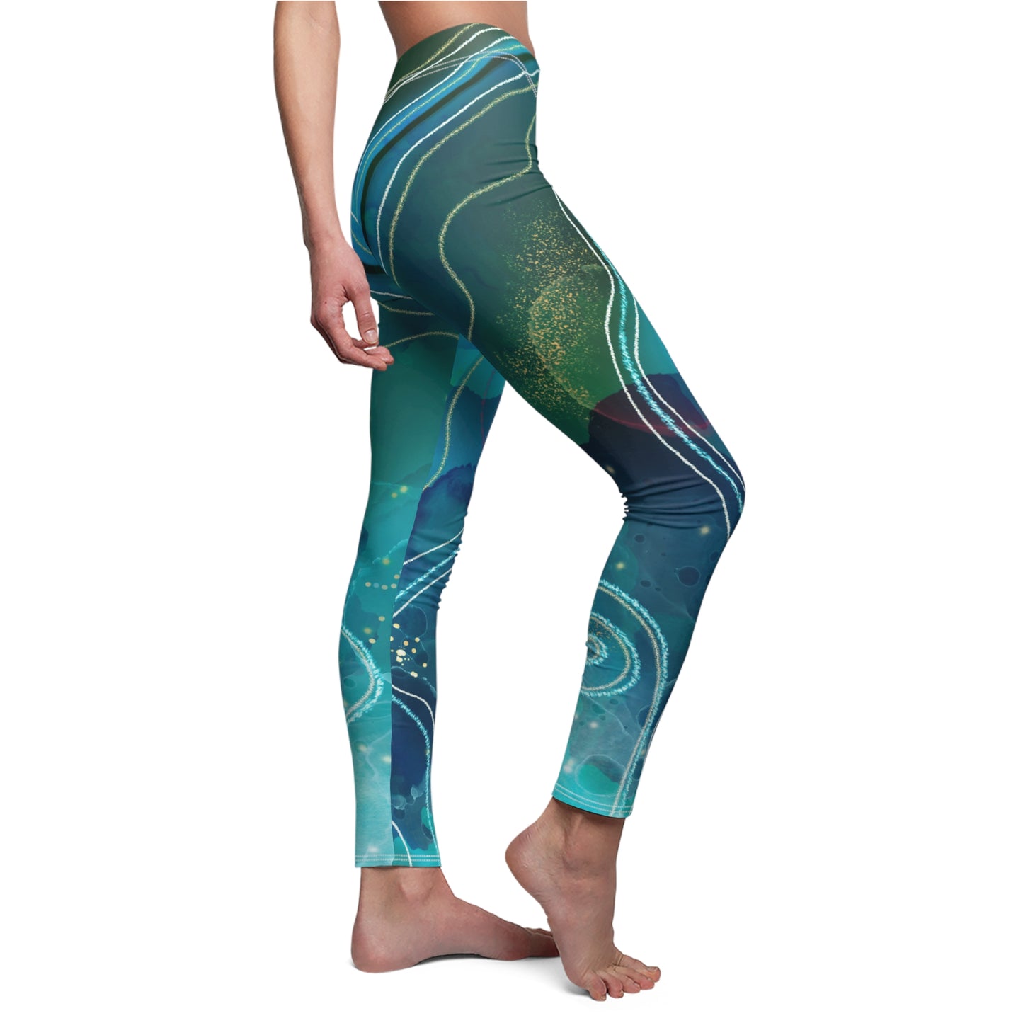 Women's Multi-Color Blue Casual Leggings, Celestial Colored Leggings for Women, Women Yoga Pants, Cute Colorful Women Yoga Pants