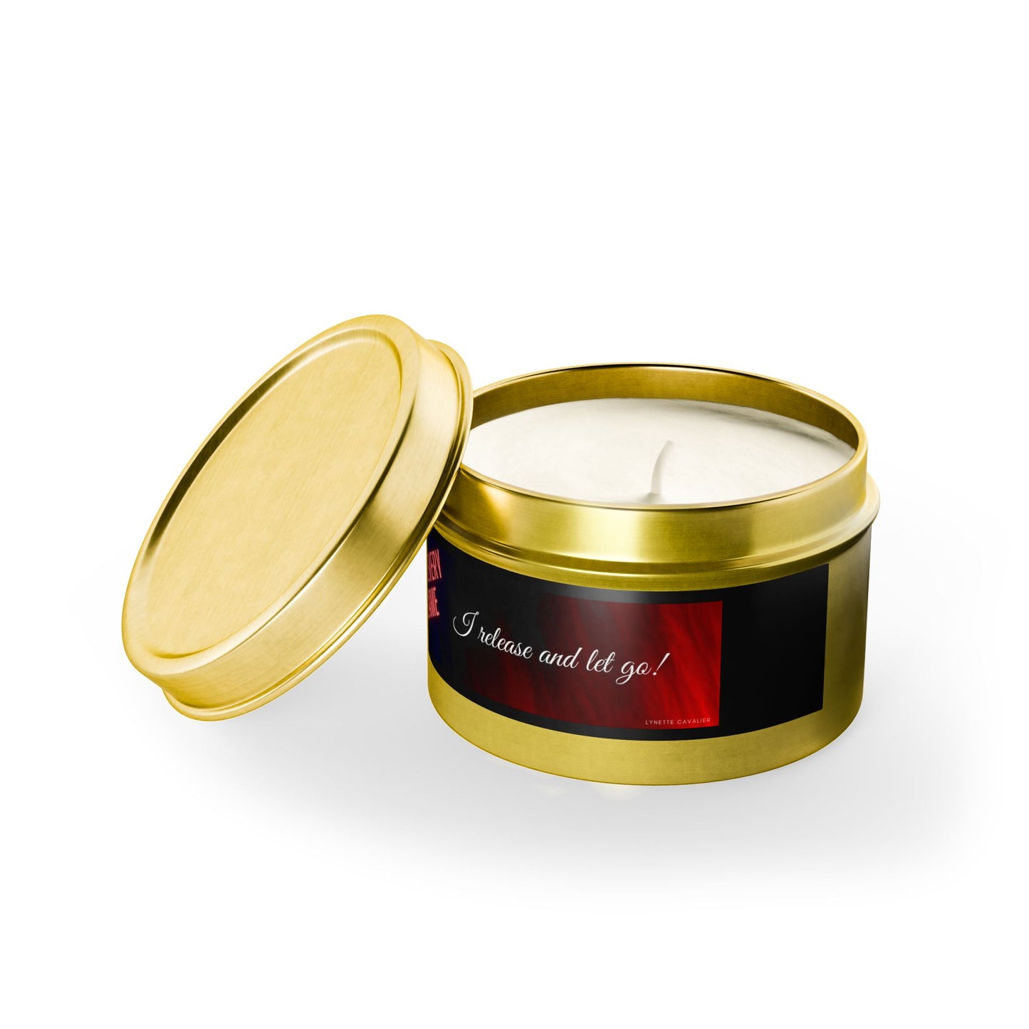Lynette Cavalier's Tin Candles, Captivating aromas: Evergreen, Fresh Coffee, Mango Coconut, Spa Retreat, Vanilla Bean, Tin Colors: Gold, Silver, Black