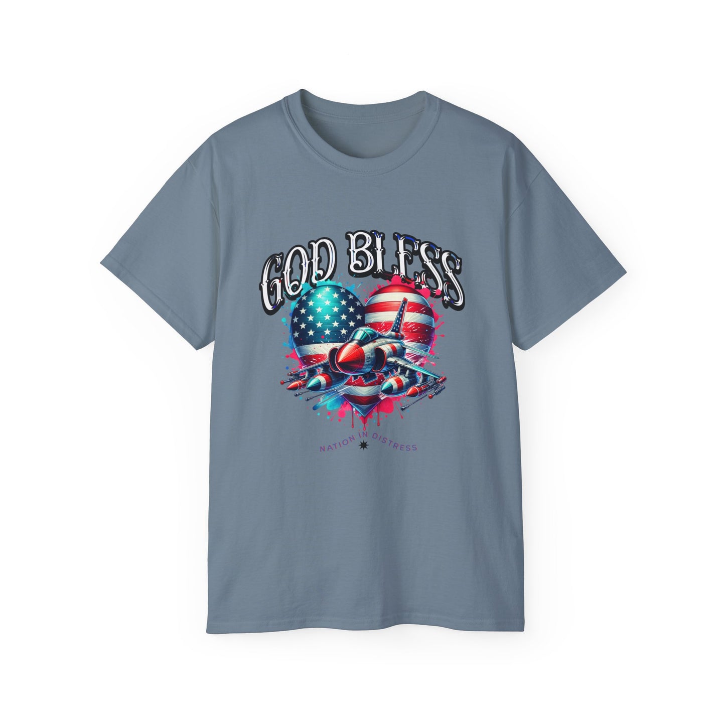 God Bless America Unisex Ultra Cotton T-Shirts, Nation in Distress Shirt, Fight for Democracy T-Shirt, God Bless the USA Tees