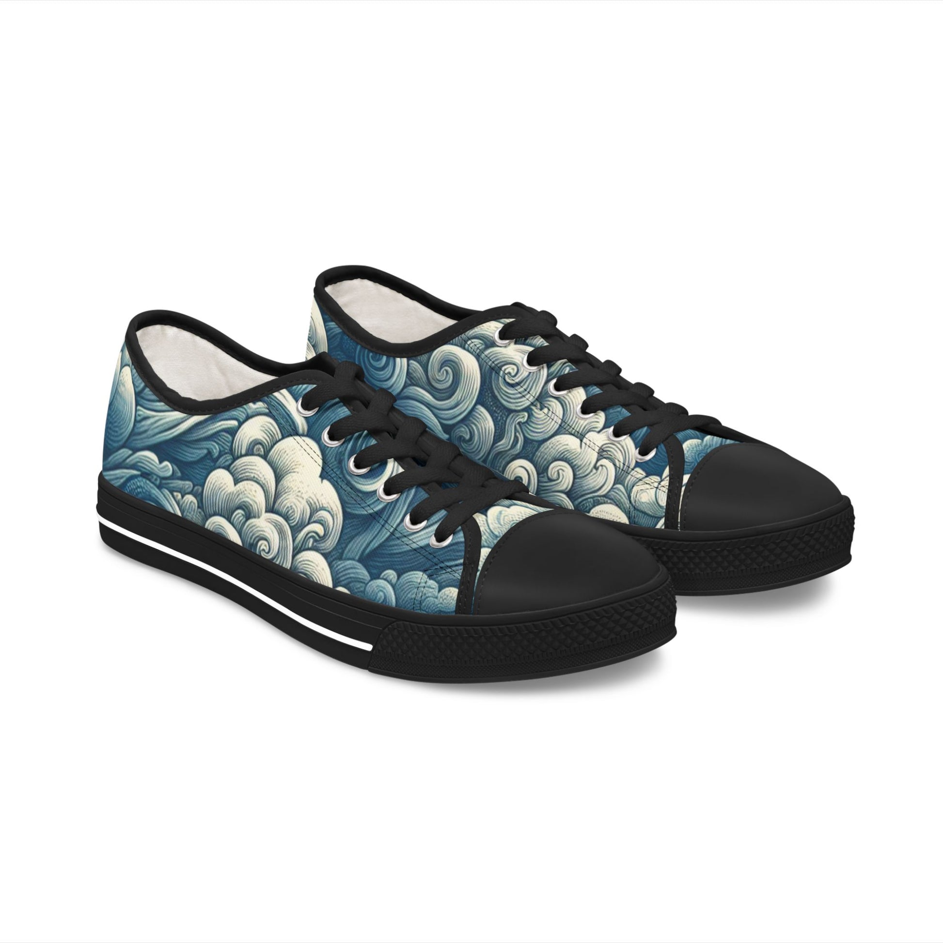 Women's Artistic Cloud Print Sneakers | Trendy Low-Top Shoes, Walking Sneakers, Casual Footwear, Gift for Her, Unique Sneaker Design