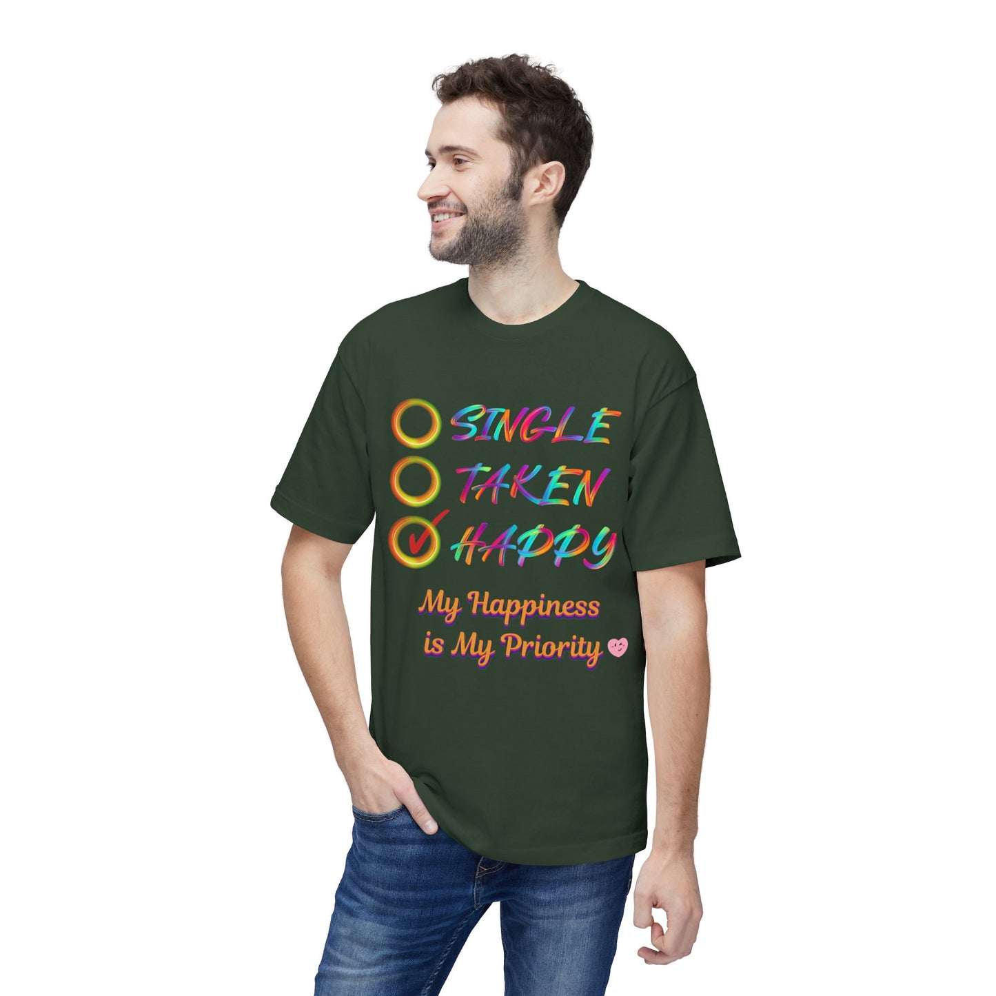 My Happiness is My Priority, Unisex Midweight T-shirt, Valentine to Myself T-Shirt, Valentine T-Shirt, Self-Love T-Shirts, Taken, Single Happy