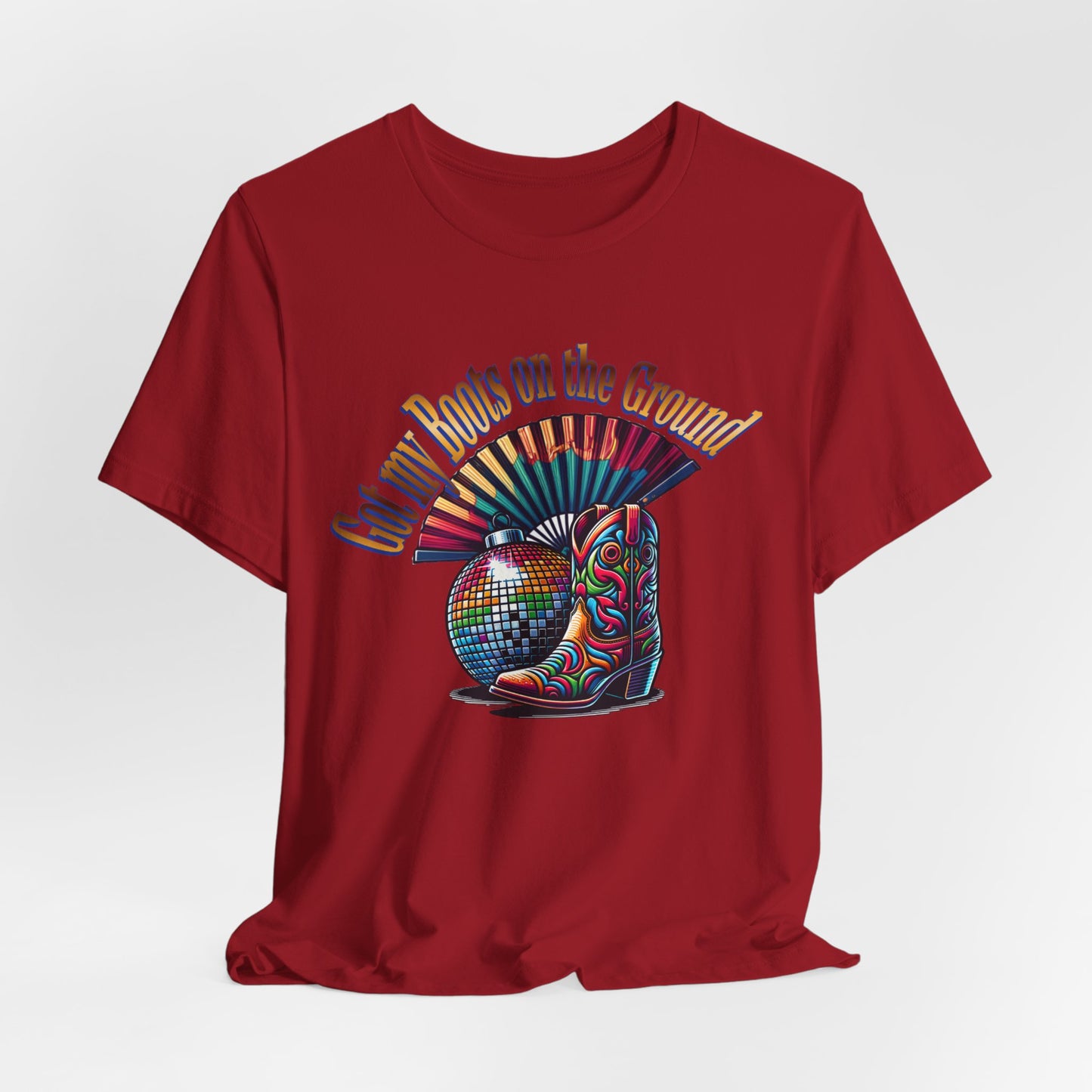 Boots on the Ground Groove Tee, Disco Ball Unisex Jersey Tee - Fun Tee for Latest Dance Crave Boots on the Ground Music Lovers