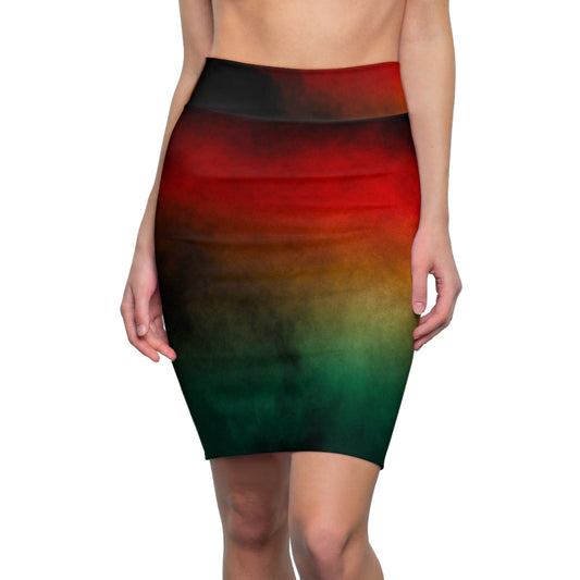 Women's Afrocentric Print Pencil Skirt, Red, Yellow, Green Pencil Skirt, Cute Pencil Skirt for Women,