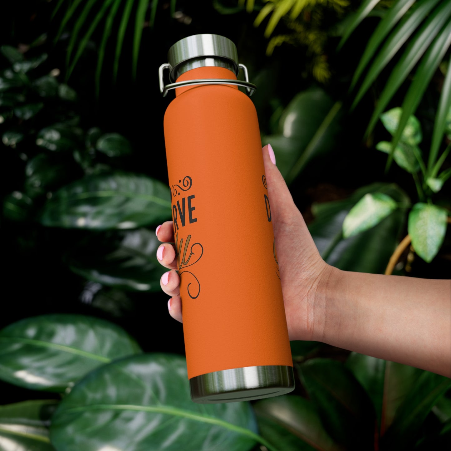 "I Deserve It All" Copper Vacuum Insulated Bottle, 22oz, Inspirational Lyrics from Kendrick Lamar Man in the Garden, Kendrick Lamar Fan Merchandise