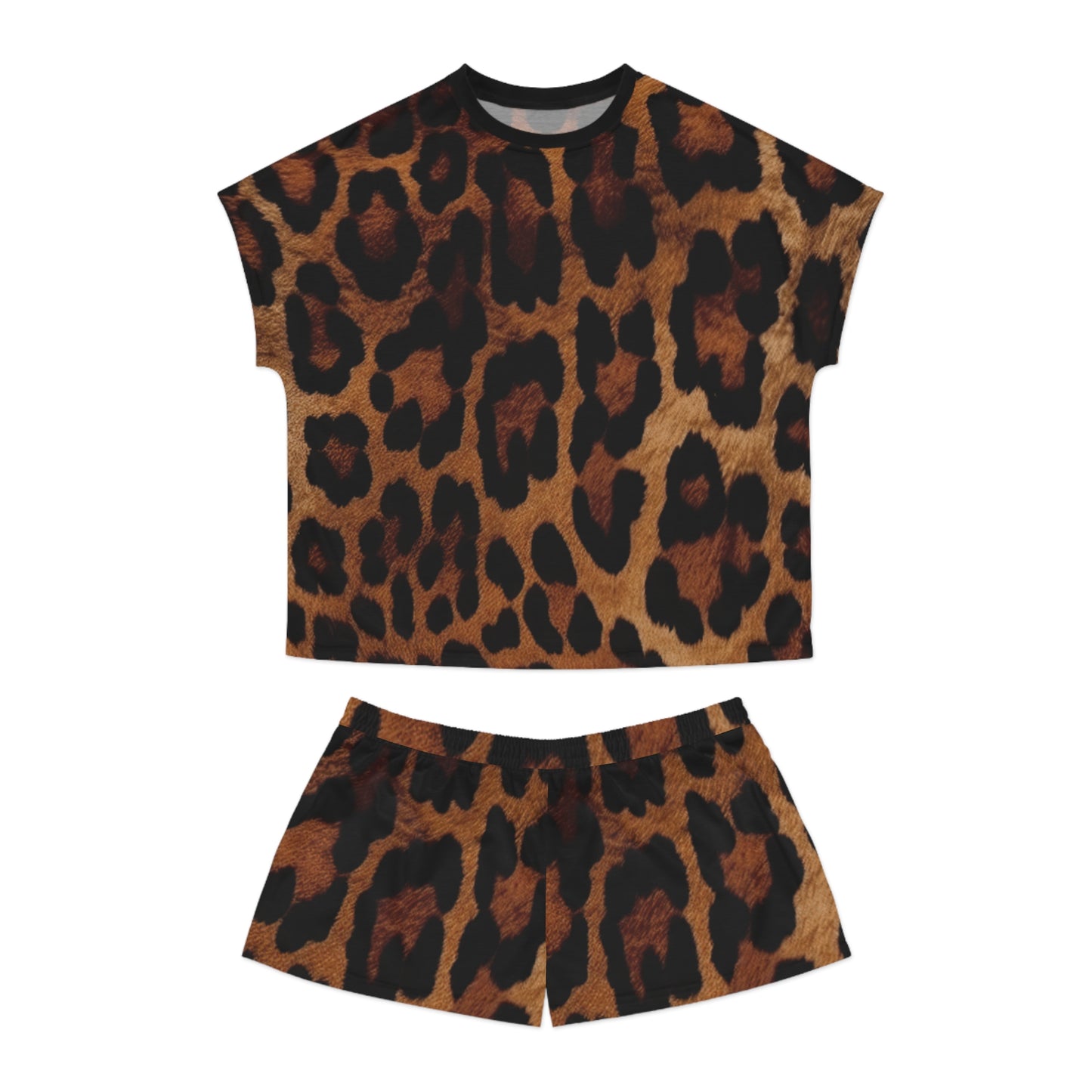 Leopard Print Women's Pajama Set - Comfy Sleepwear, Loungewear, Gift for Her, Cute Animal Print Pajama Short Set, For Cozy Nights