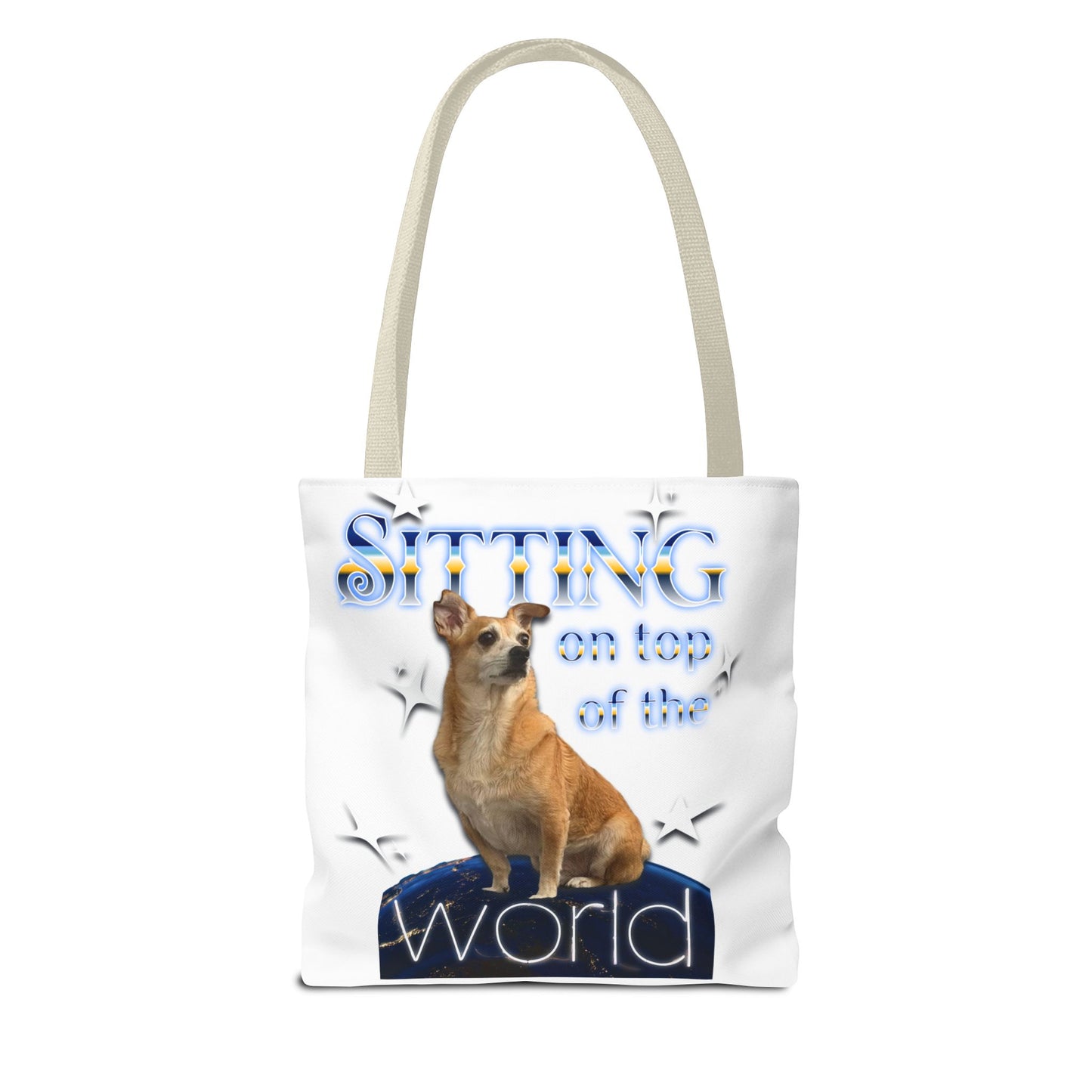 Personalized Tote Bag — "Sitting on Top of the World" Corgi Tote