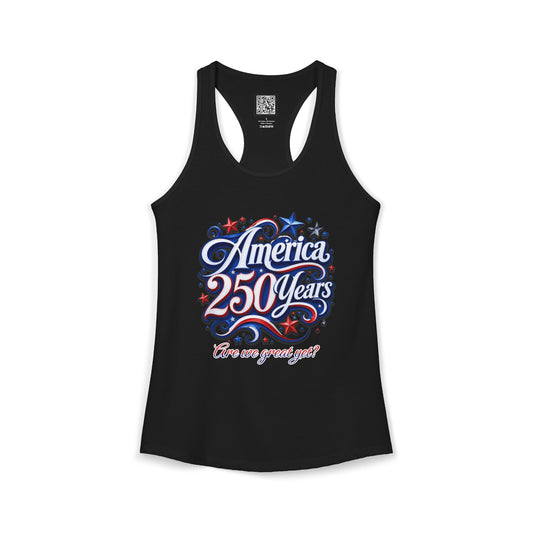 America 250th Anniversary Women's Racerback Tank Top — 4th of July Patriotic Lightweight Tank