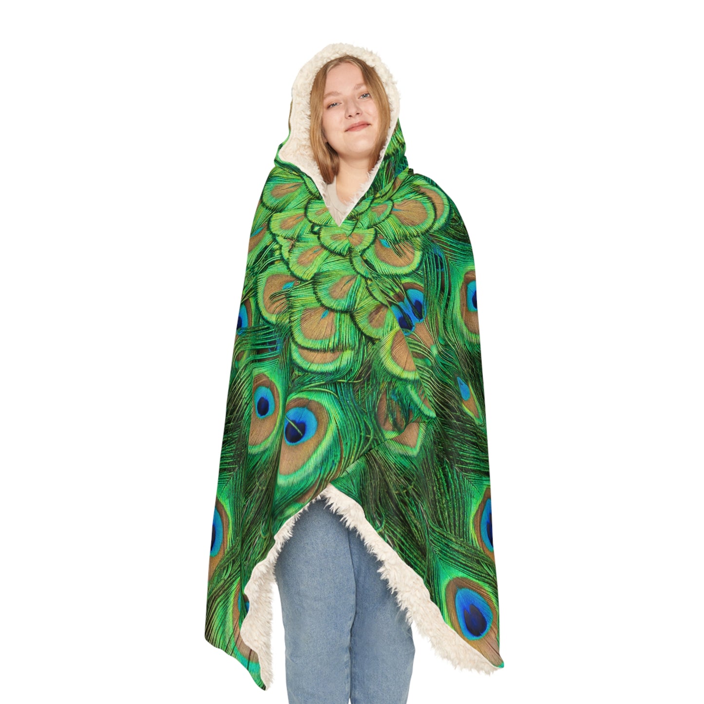 Peacock Pattern Snuggle Blanket - Cozy Hooded Throw for Relaxation & Gifts, Soft and Comfortable Mother's Day Gift,