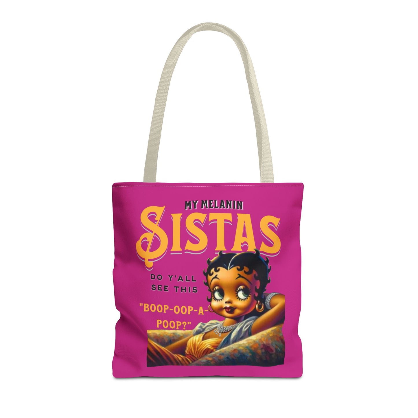 Black Betty Boop Tote Bag, 92 Percent Women Tote Bag, Cute Betty Boop Gift, Pink Betty Boop Tote Bag, Humorous Betty Boop Bag