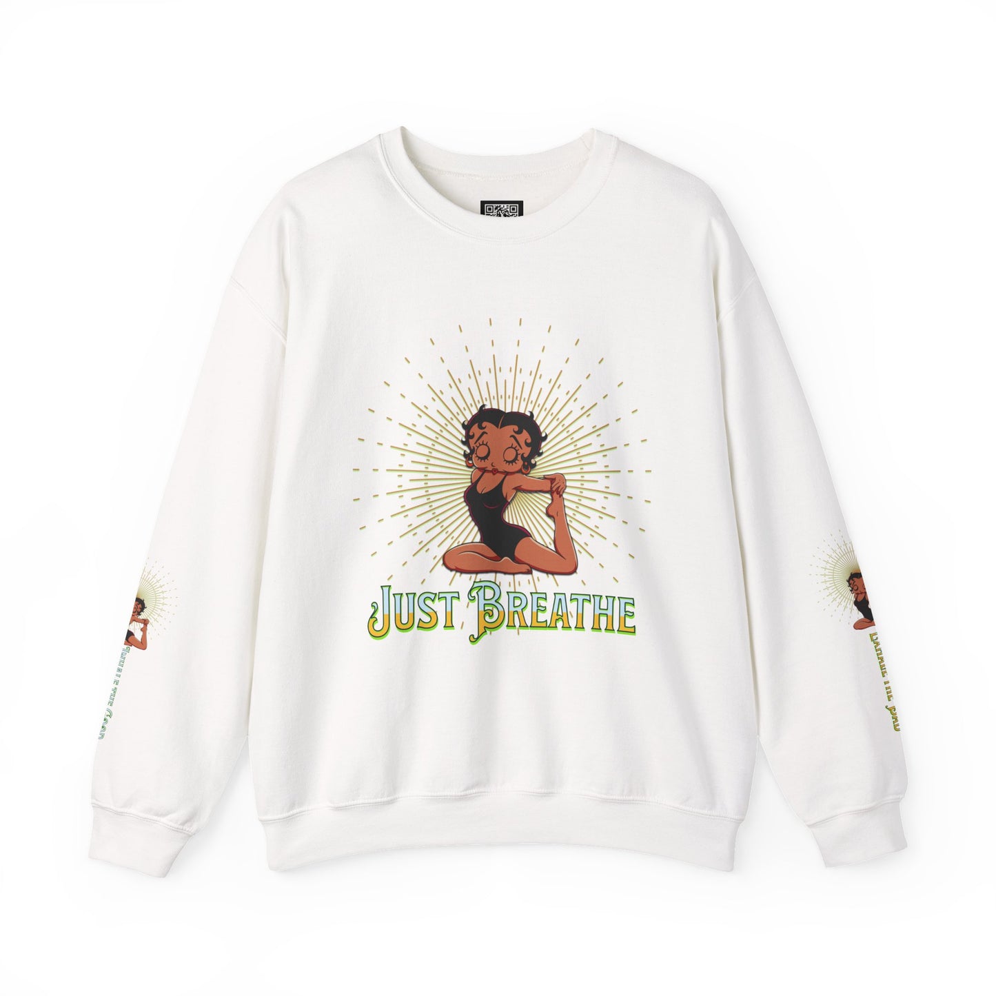 Just Breathe Crewneck Yoga Inspired Sweatshirt, Betty Boop Yoga Sweatshirt, Betty Boop Activewear Shirt,