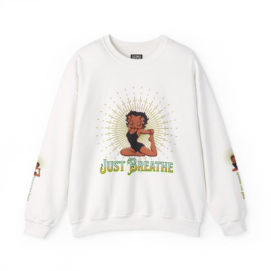 Just Breathe Crewneck Yoga Inspired Sweatshirt, Betty Boop Yoga Sweatshirt, Betty Boop Activewear Shirt,