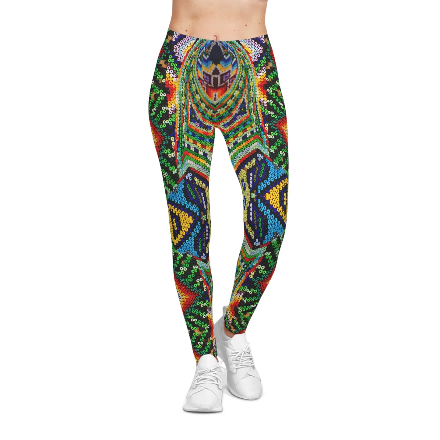 Vibrant Aztec Kaleidoscope Leggings - Bohemian Print Unique Leggings