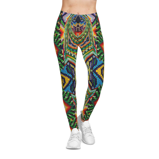 Vibrant Aztec Kaleidoscope Leggings - Bohemian Print Unique Leggings