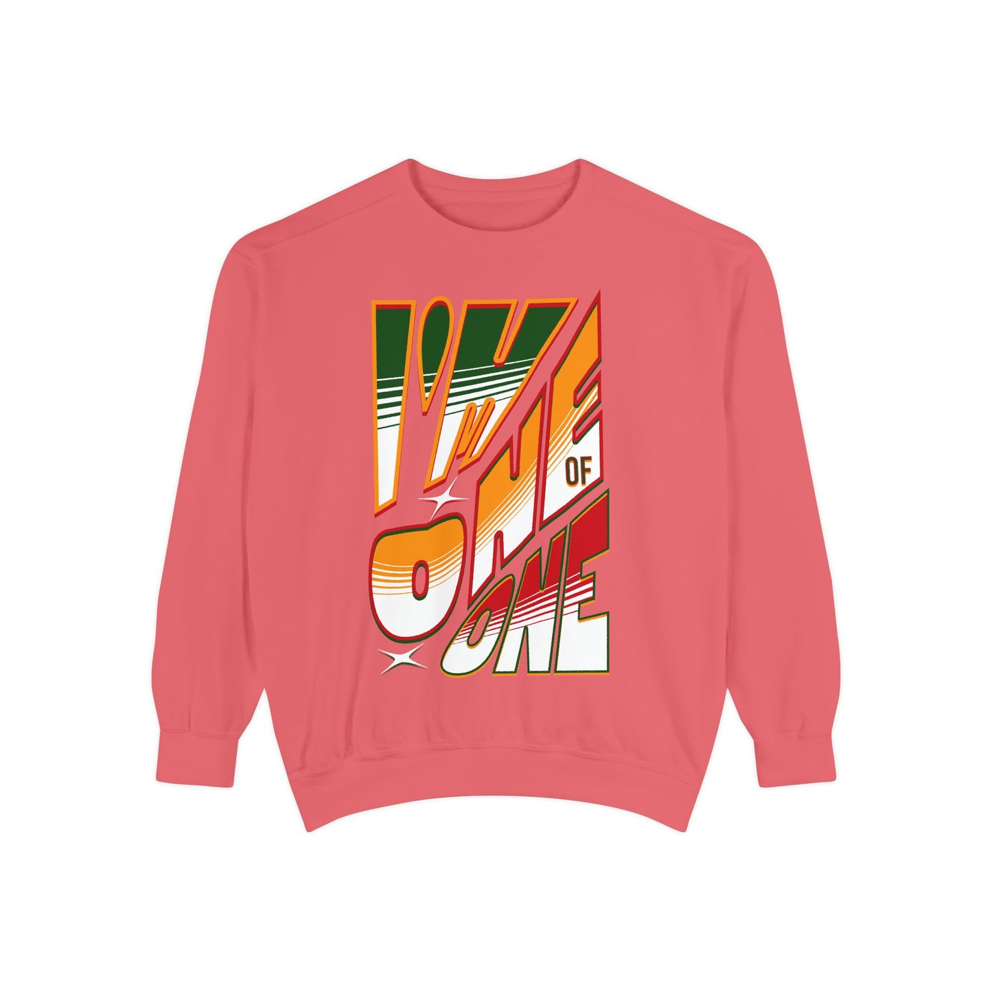 Vibrant One of One Sweatshirt, Juneteenth Garment-Dyed Sweatshirt, Red, Yellow, Green Sweatshirt, Trendy Afrocentric Color Shirt