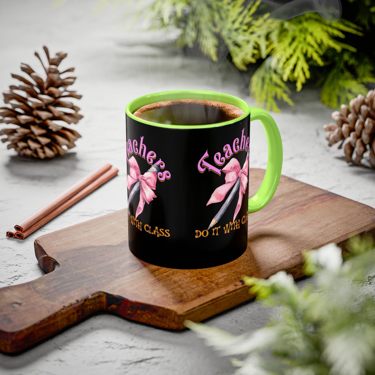 Colorful Mugs (11oz, 15oz), Teacher Appreciation Gift, Cute Gift for Teachers, Coffee Mug for Teachers, Coquette Bow Coffee Mug