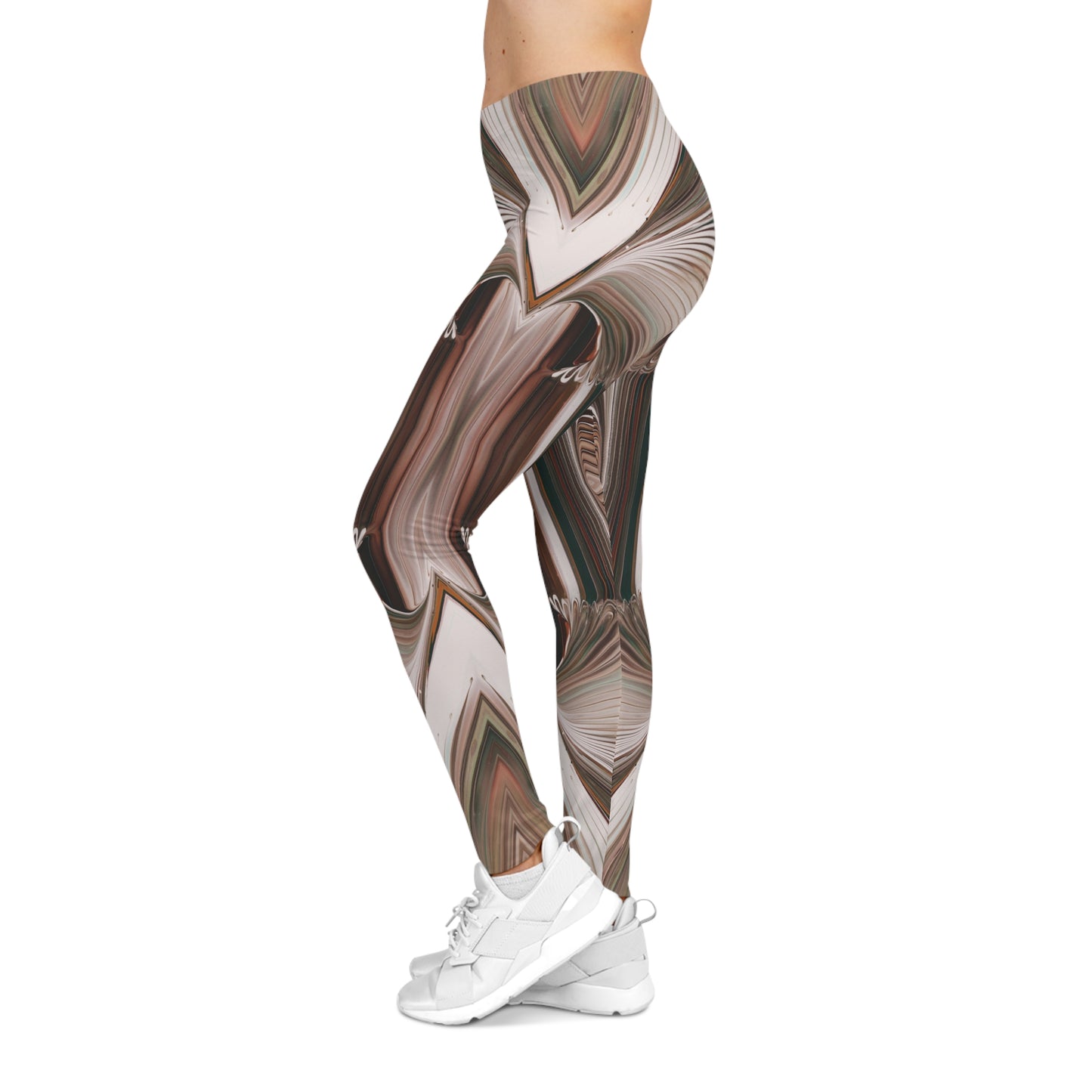 Abstract Earth-Tone Leggings — Boho Geometric Yoga Pants