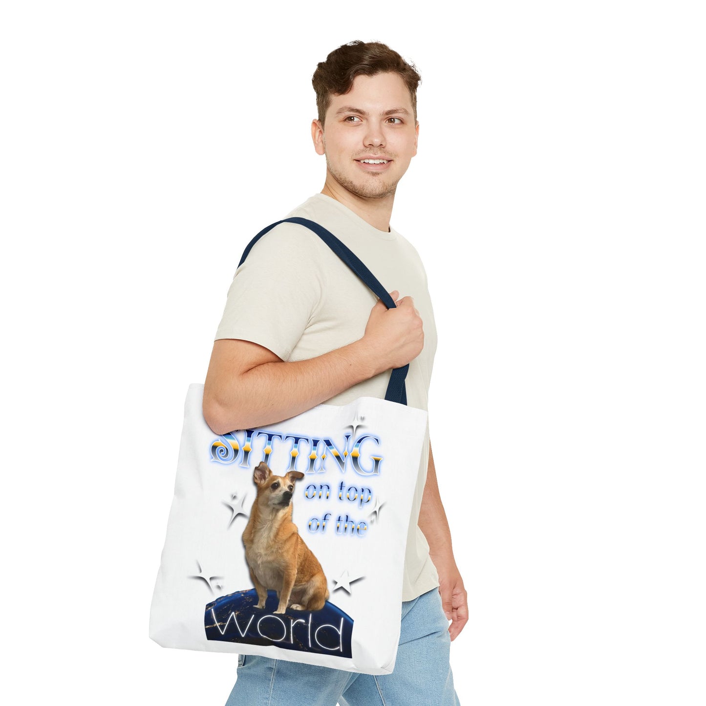Personalized Tote Bag — "Sitting on Top of the World" Corgi Tote