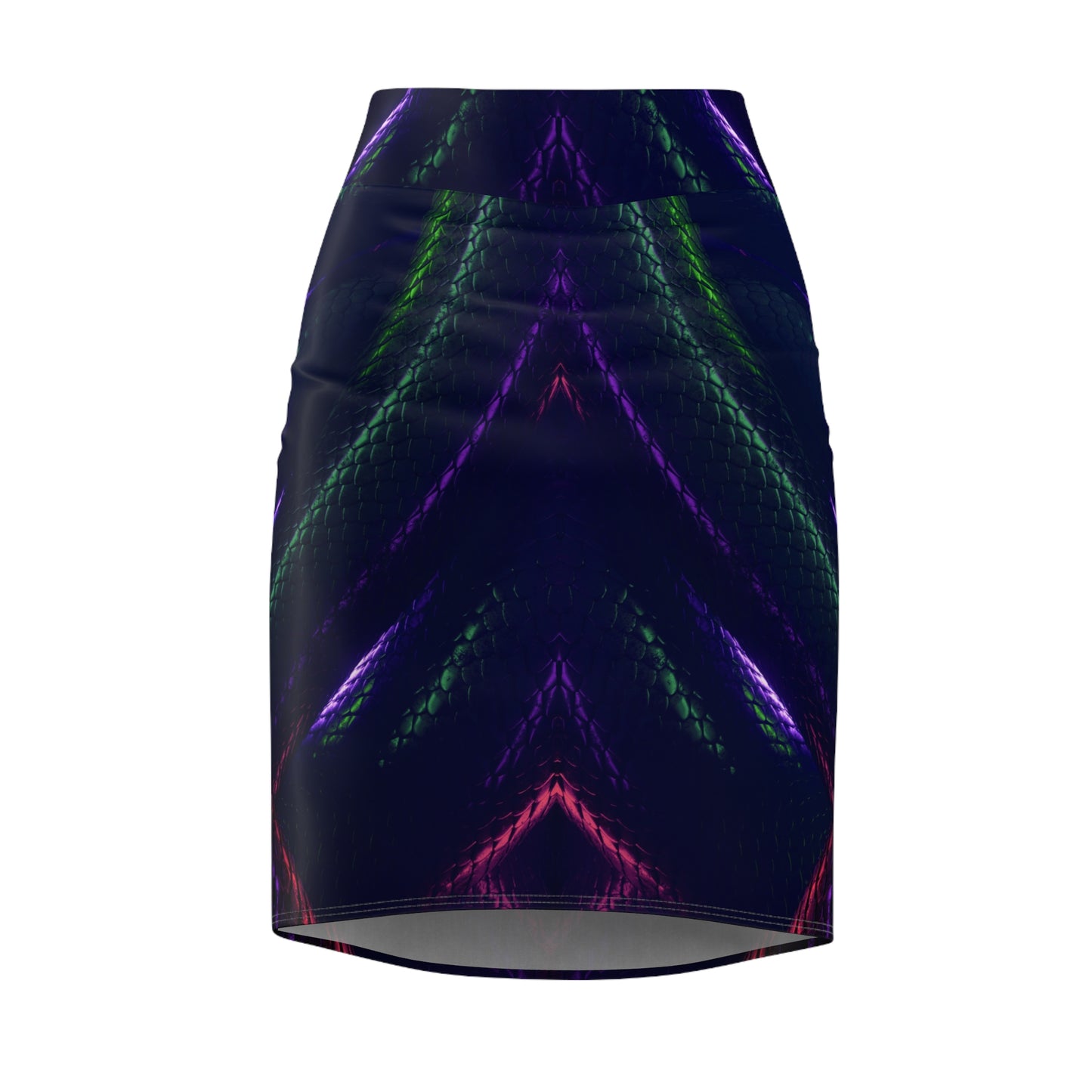 Neon Snake Print Women's Pencil Skirt