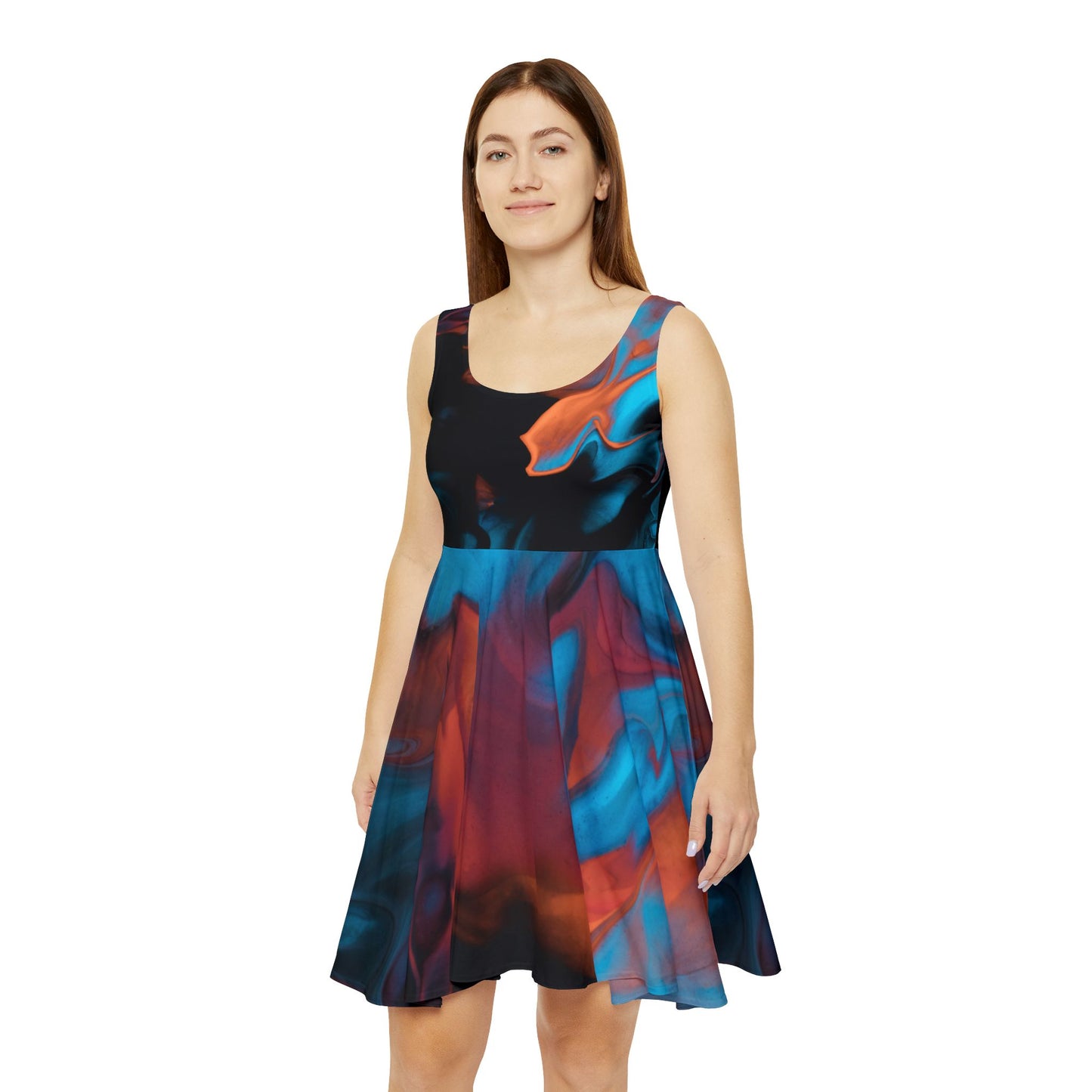 Vibrant Abstract Women's Skater Dress - Perfect for Summer Events & Parties, Cute Summer Dress for Women, One of a Kind Print