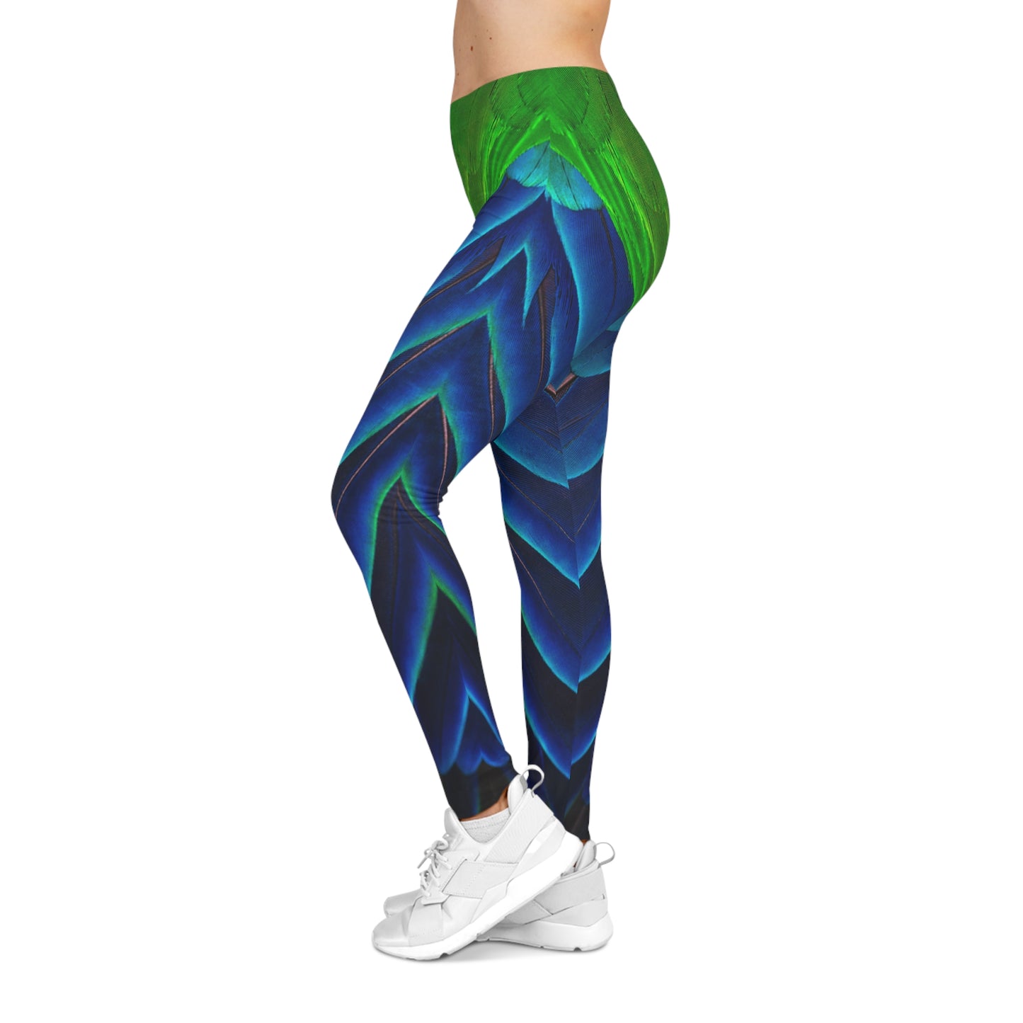 Vibrant Peacock-Inspired Women's Casual Leggings - Stylish Comfort for Everyday Wear, Matching Sports Bra Sold Separately