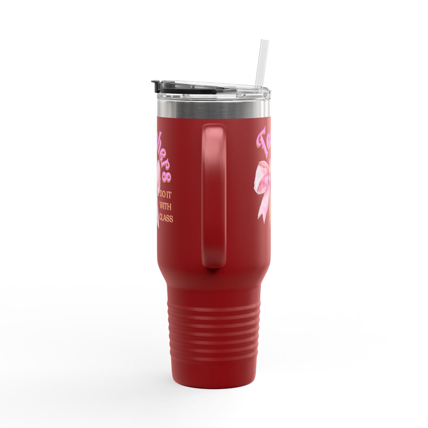Stylish Insulated Travel Mug for Teachers, Cute 40oz Coquette Teacher Tumbler, Gifts for Educators, Coffee Lover Travel Cup, Back to School Mug Gift