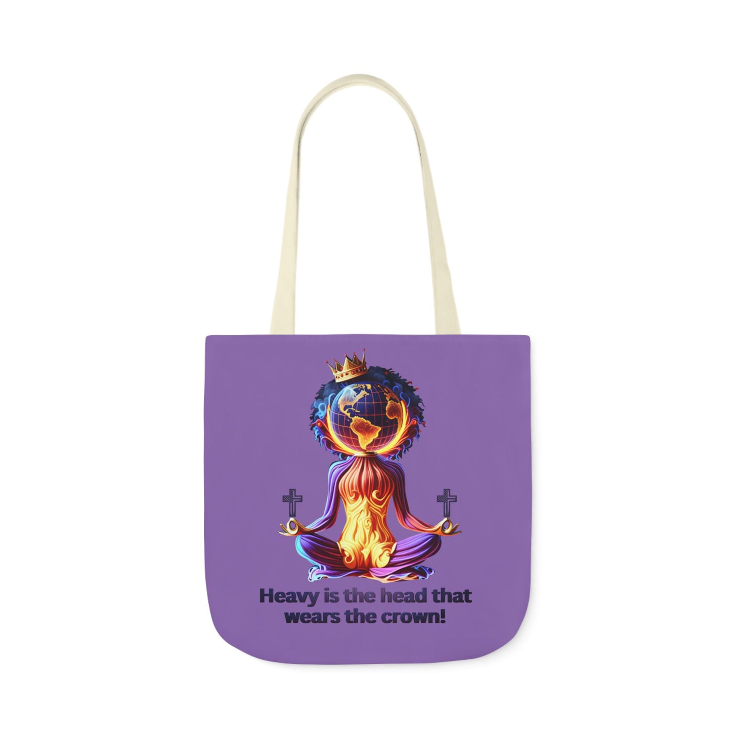 "Heavy is the Head" Canvas Tote Bag, 5-Color Straps, Purple Tote Bag for Women, Purple Inspirational Tote Bag for Women, Tote Bag Gift for Women