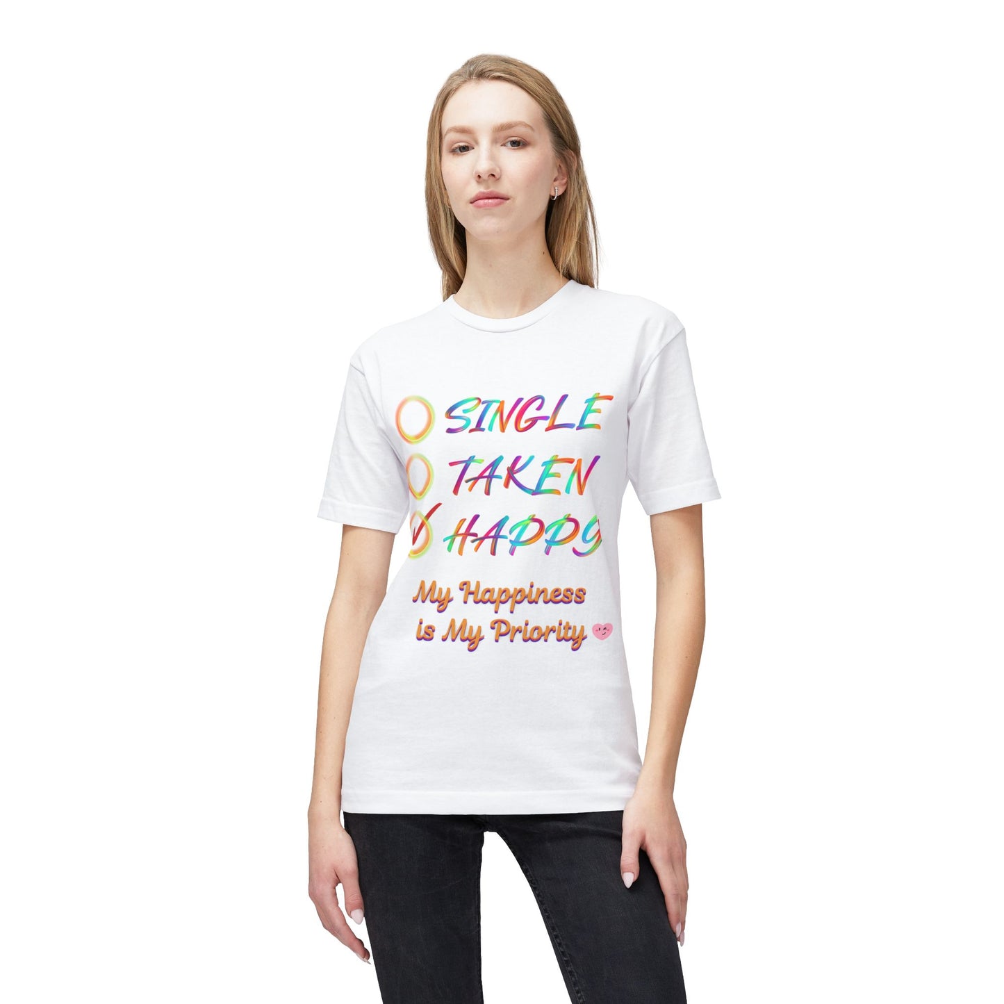 My Happiness is My Priority, Unisex Midweight T-shirt, Valentine to Myself T-Shirt, Valentine T-Shirt, Self-Love T-Shirts, Taken, Single Happy