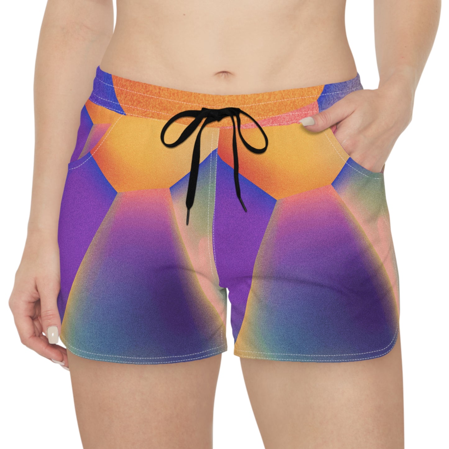 Vibrant Geometric Pattern Women's Casual Shorts - Perfect for Summer Fun! One-of-a-Kind Print, Matching Tank Top Sold Separately