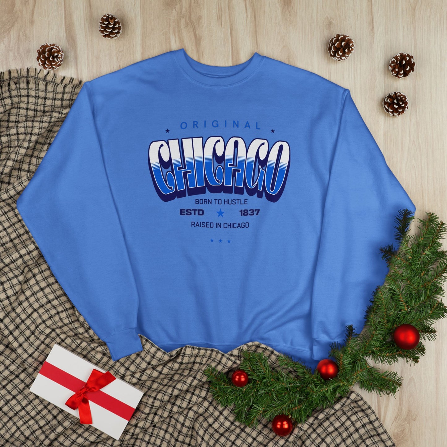 Chicago Hustle EcoSmart Crewneck Sweatshirt, Unisex Sweatshirt, Gift for Chicago Lovers, Trendy Streetwear, Casual Wear, Cozy Sweatshirt