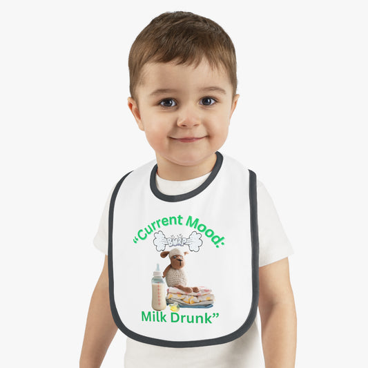 Current Mood, "Milk Drunk Baby Jersey Bib" Cute Baby Bib for Infants and Toddlers,