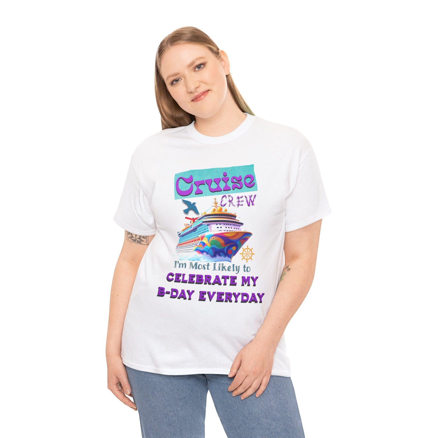 Cruise Crew Birthday Tee, Unisex Cotton T-Shirt, Vacation Apparel, Party Outfit, Gift for Travelers, Fun Cruise Wear, Cruise Birthday T-Shirt